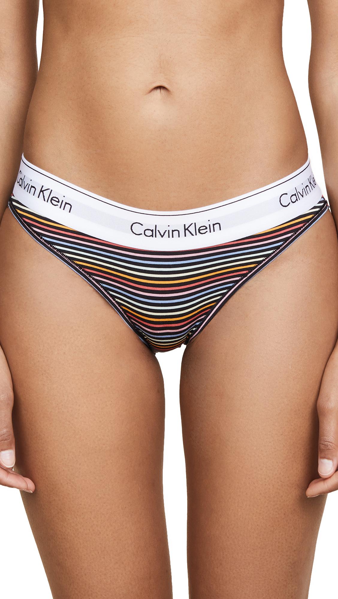 Calvin Klein Prism Stripe Bikini Panties in Black