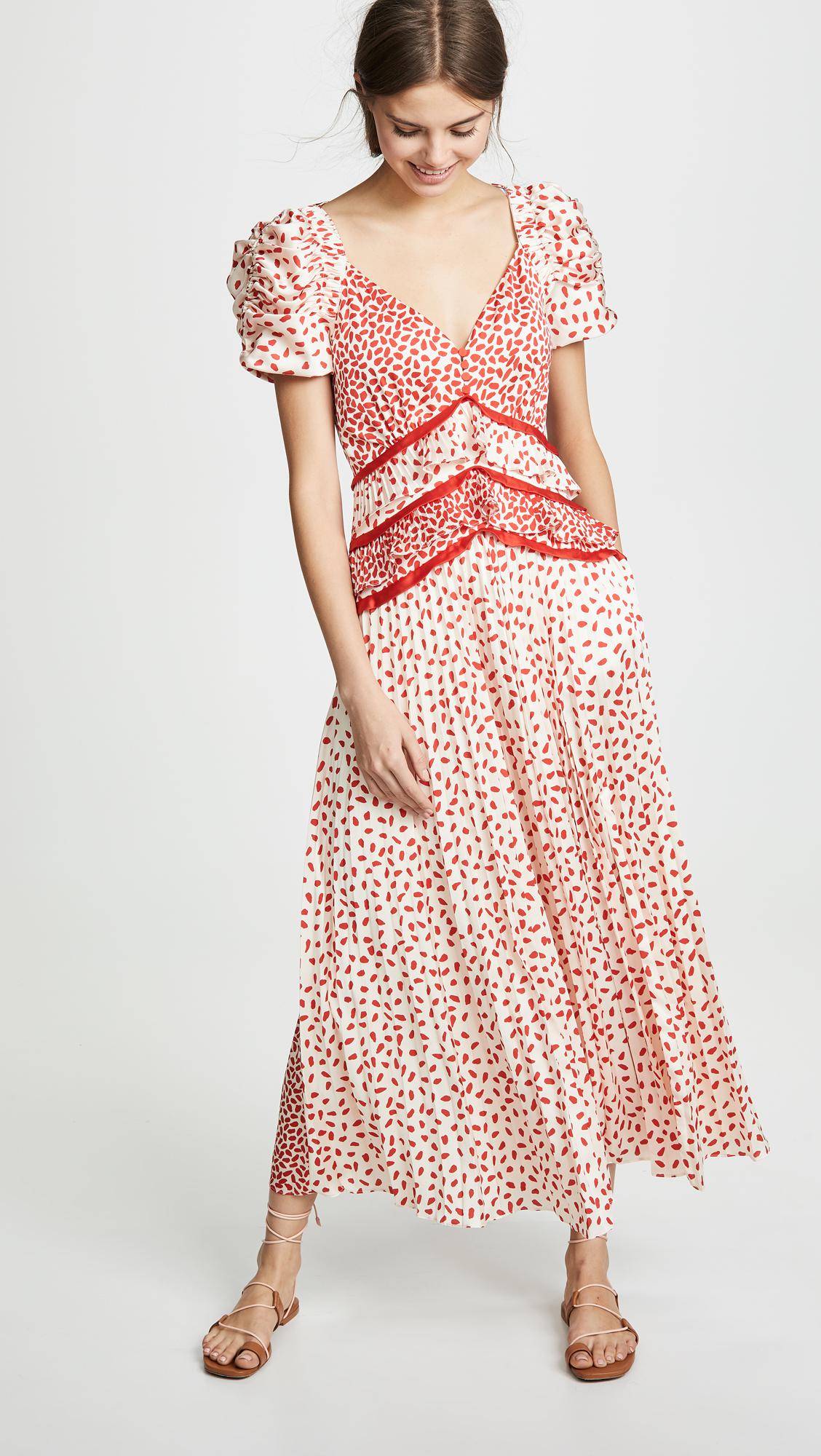 Red and white print dress Clearance