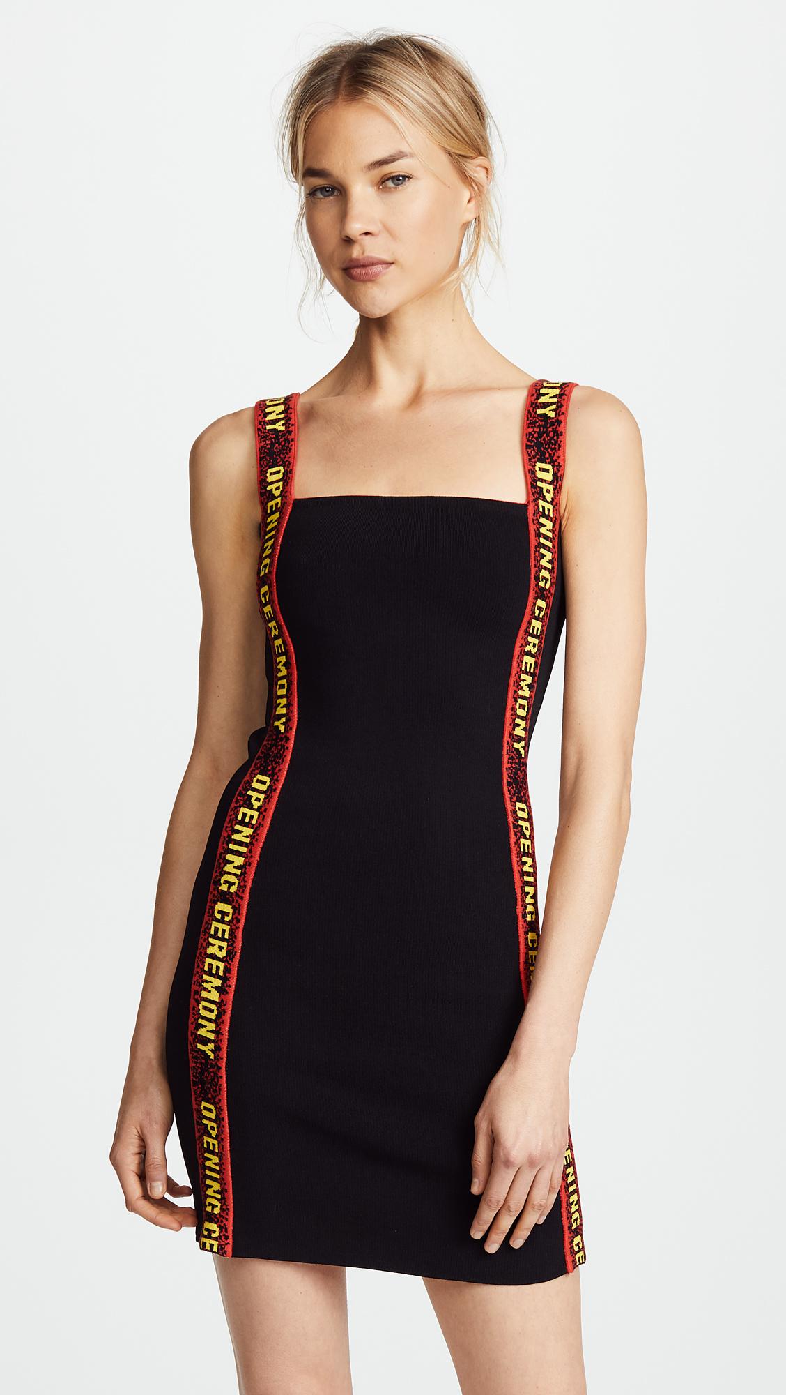Opening Ceremony Mini Dress With Elastic Logo in Black | Lyst