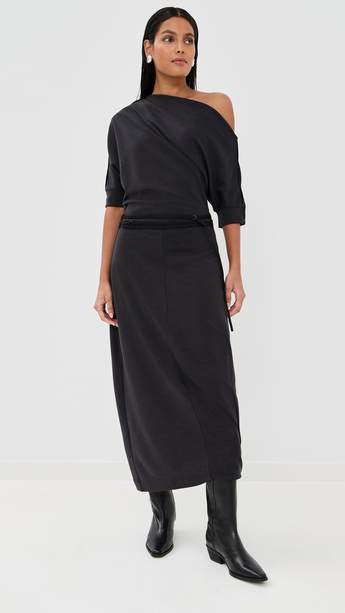 Lemaire Twisted Hem Dress in Black | Lyst Lemaire Twisted Hem Dress in Black | Lyst