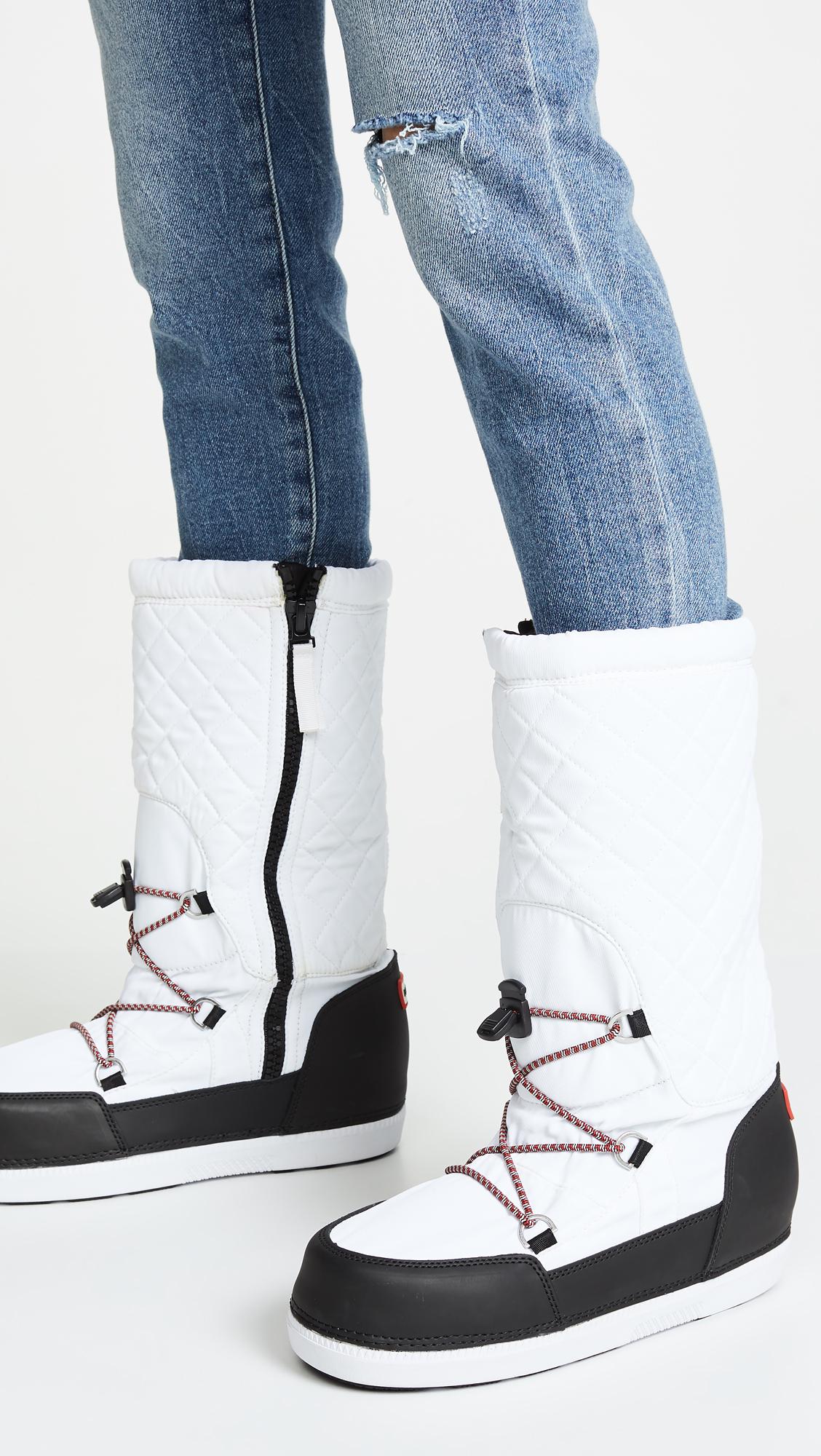 HUNTER Original Snow Quilted Boots in White/Black (White) - Lyst