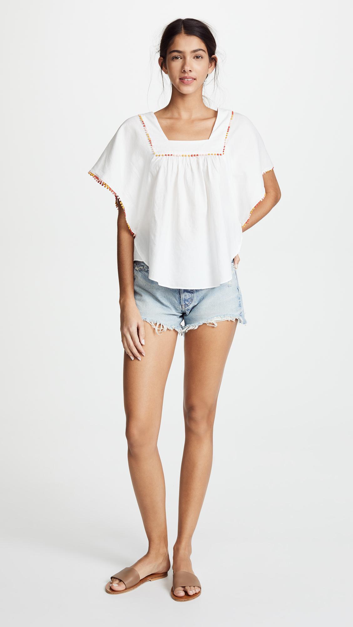 Madewell Cotton Pom Pom Butterfly Top In White Lyst Madewell Cotton Pom Pom Butterfly Top In White Lyst