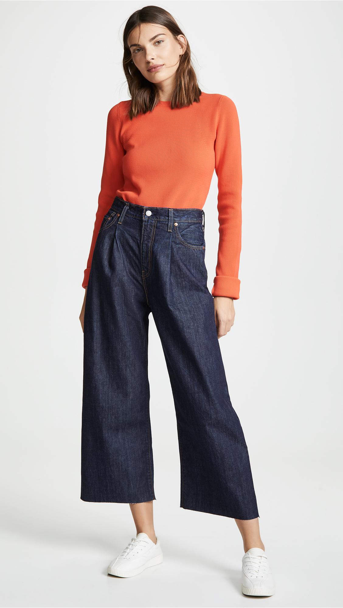 ribcage pleated crop jeans