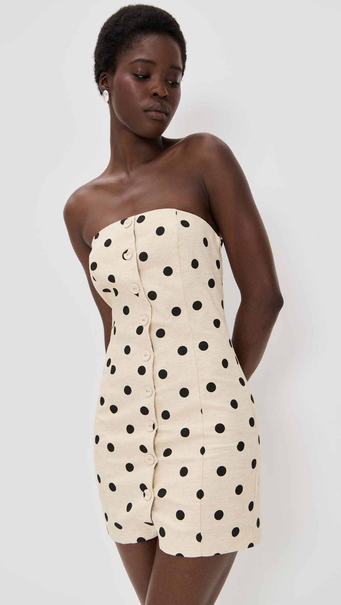 Endless Rose Polka Dot Linen Strapless Dress in Black | Lyst Endless Rose Polka Dot Linen Strapless Dress in Black | Lyst