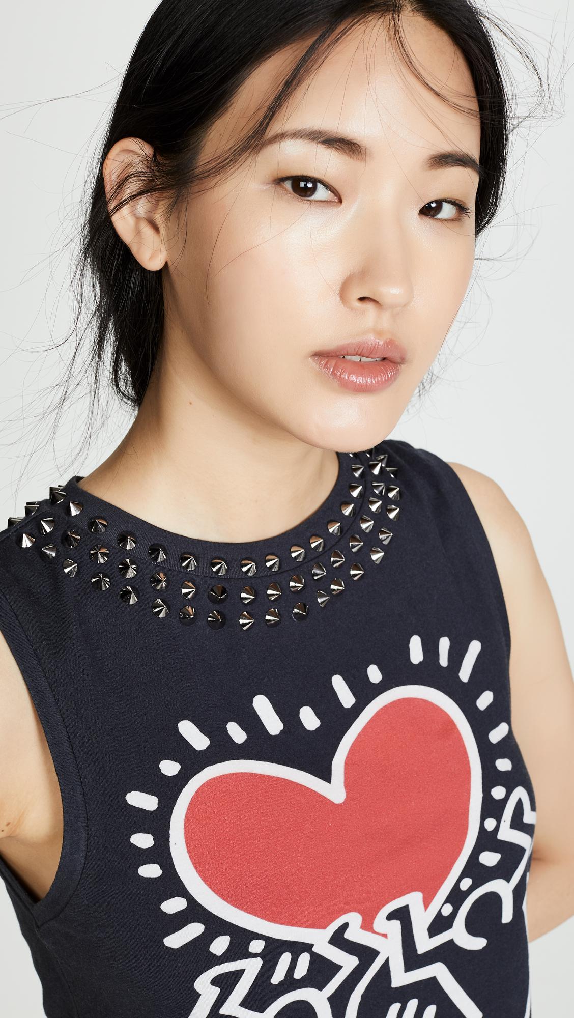 Alice + Olivia Cotton Keith Haring X Ao Cicely Tee in Blue | Lyst