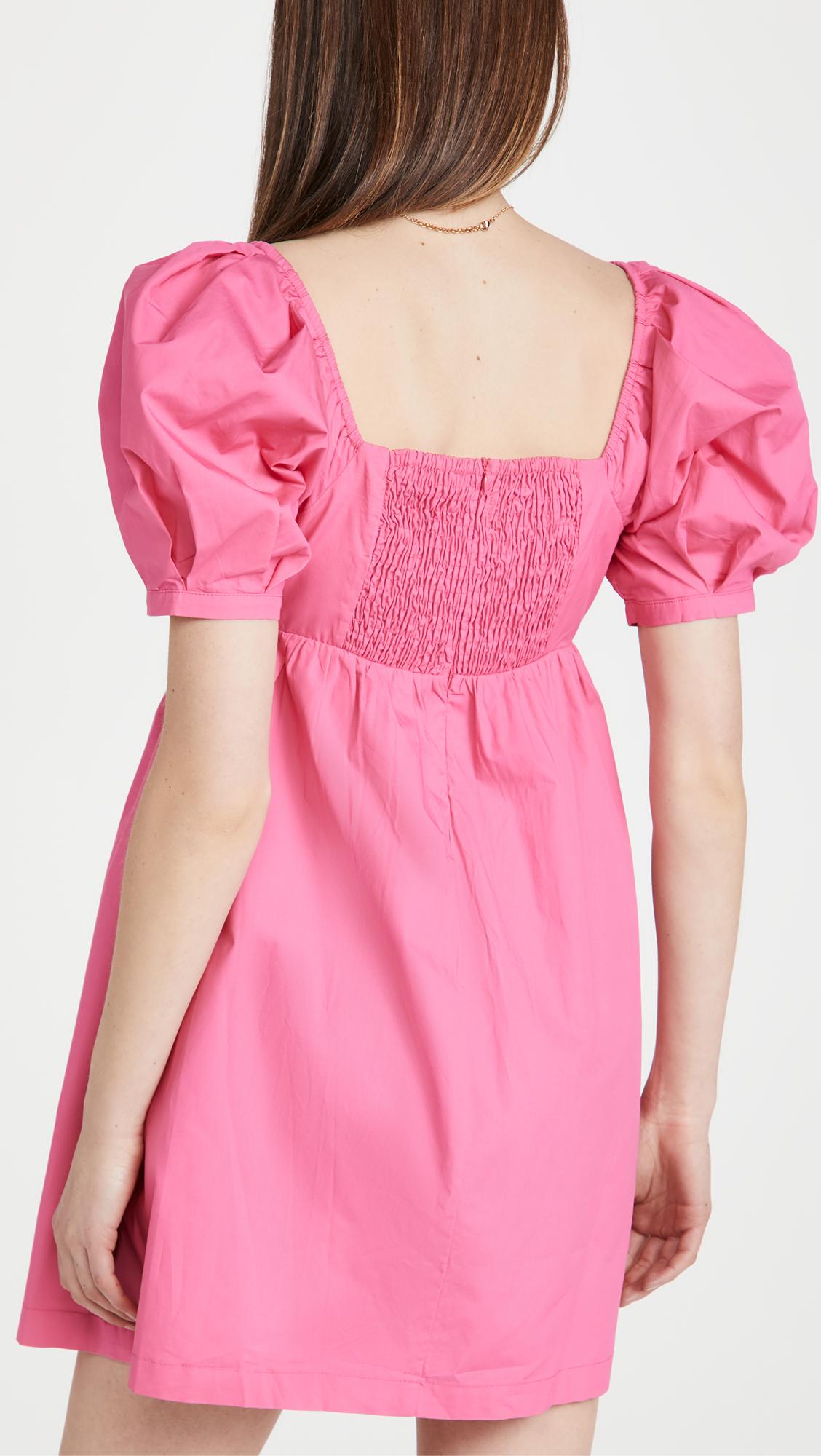 Puff Sleeve Babydoll Dress in Pink 