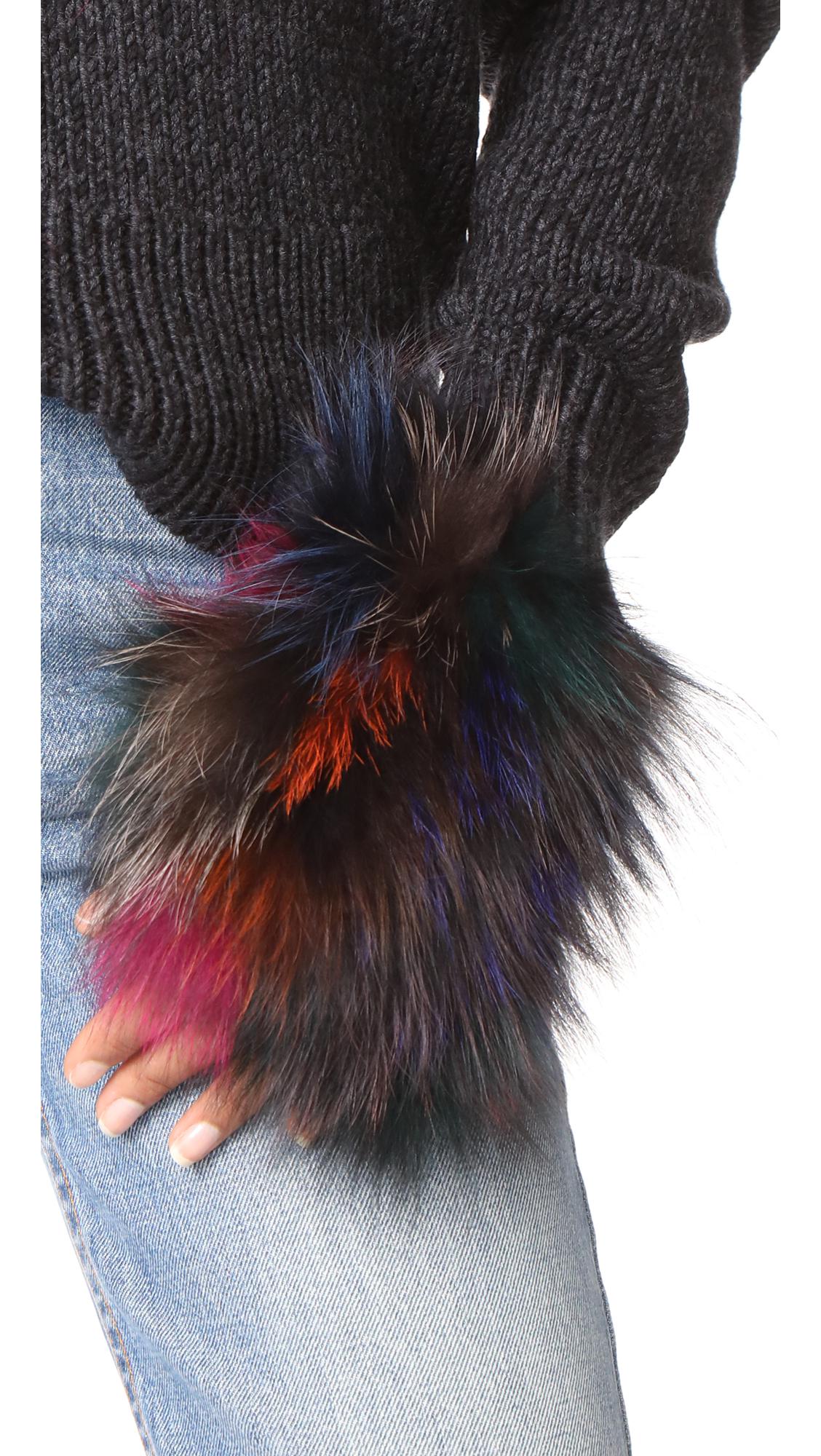 Jocelyn Fingerless Fur Gloves - Lyst