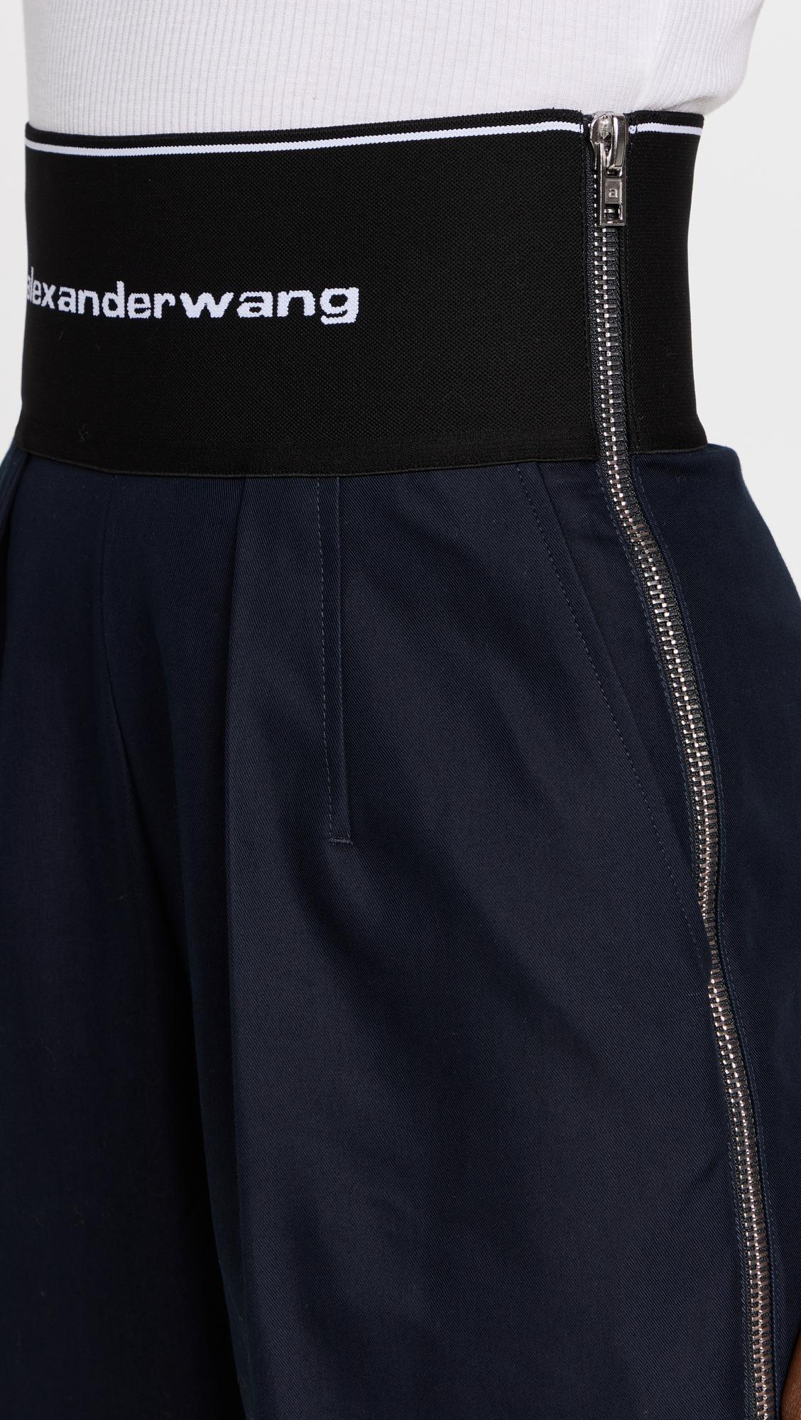 Alexander Wang Logo Elastic Waist Cotton Blend Carrot Pants In Blue