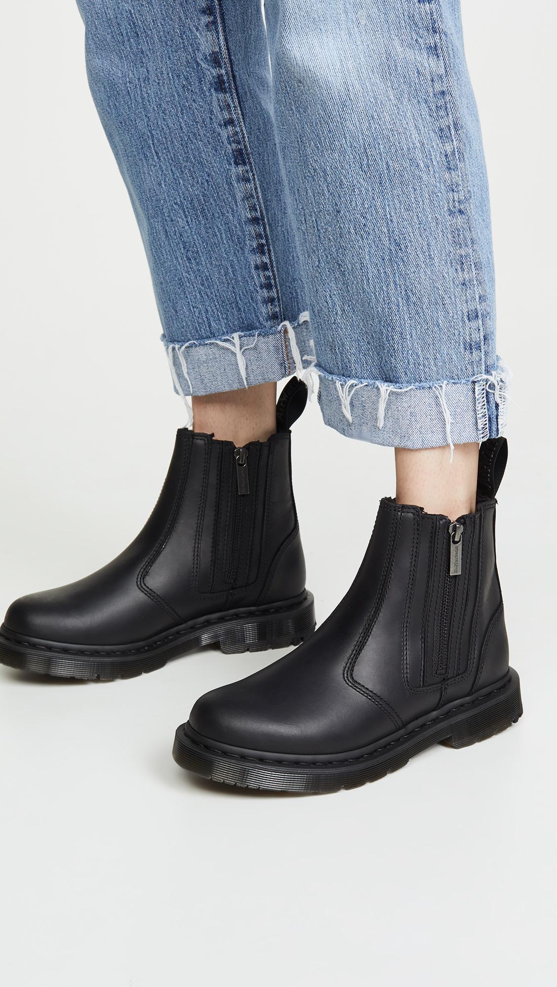 Dr. Martens Leather 2976 Alyson Chelsea Boots With Zips in Black/Black ...