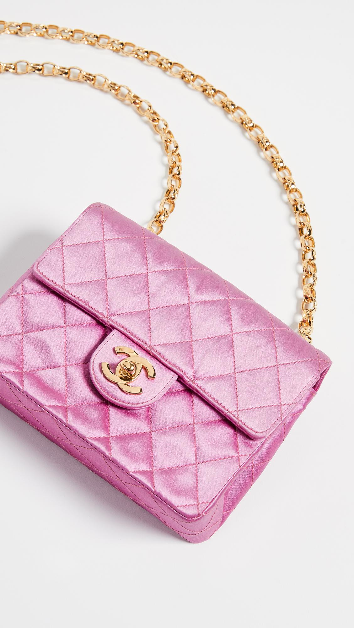 What Goes Around Comes Around Chanel Satin Half Flap Mini Bag in Pink | Lyst