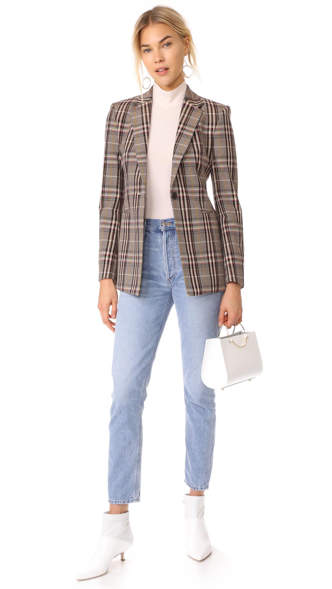 theory plaid power jacket