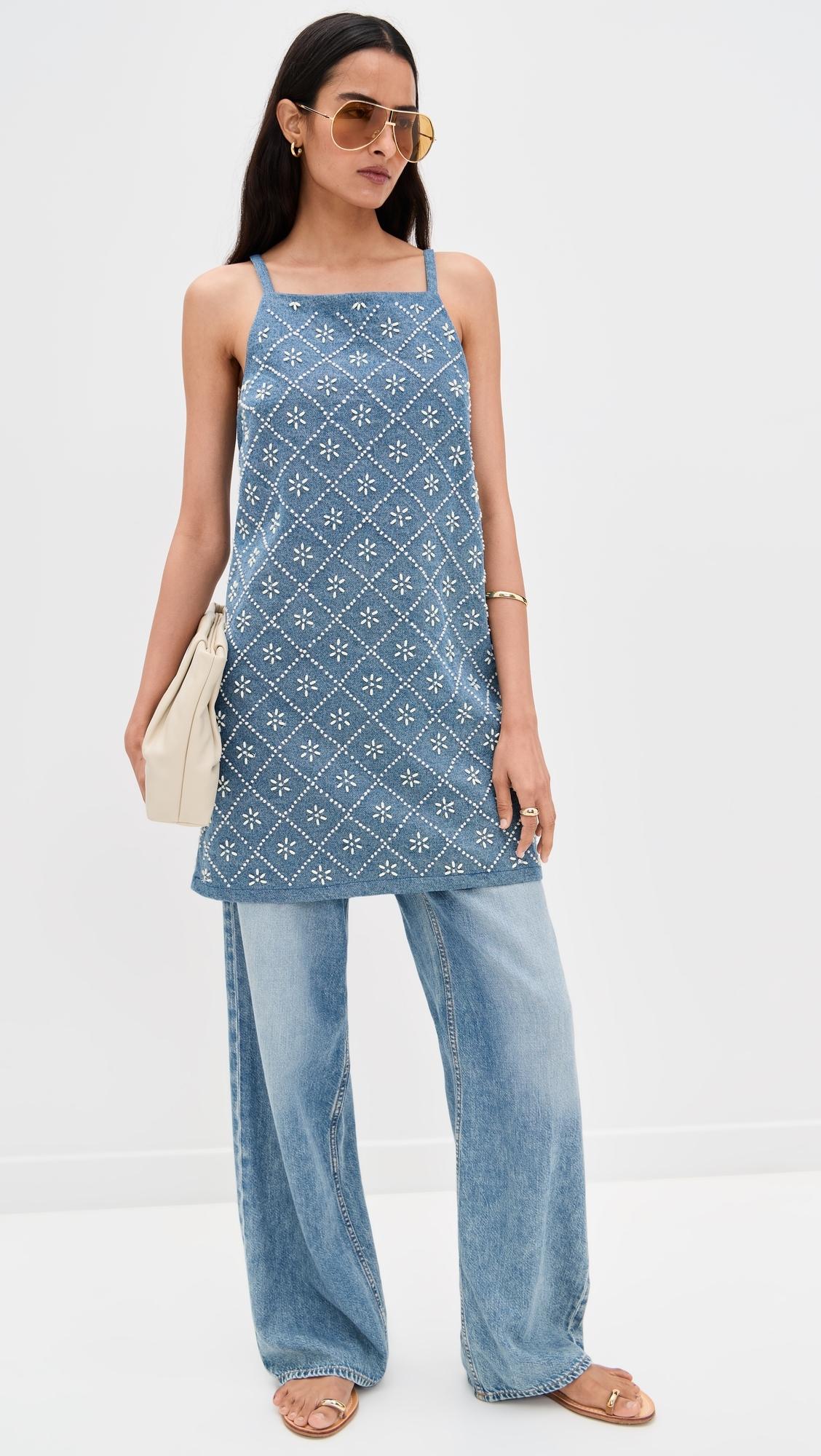 rag and bone charm denim dress rag & bone Gentry Embellished Denim Dress