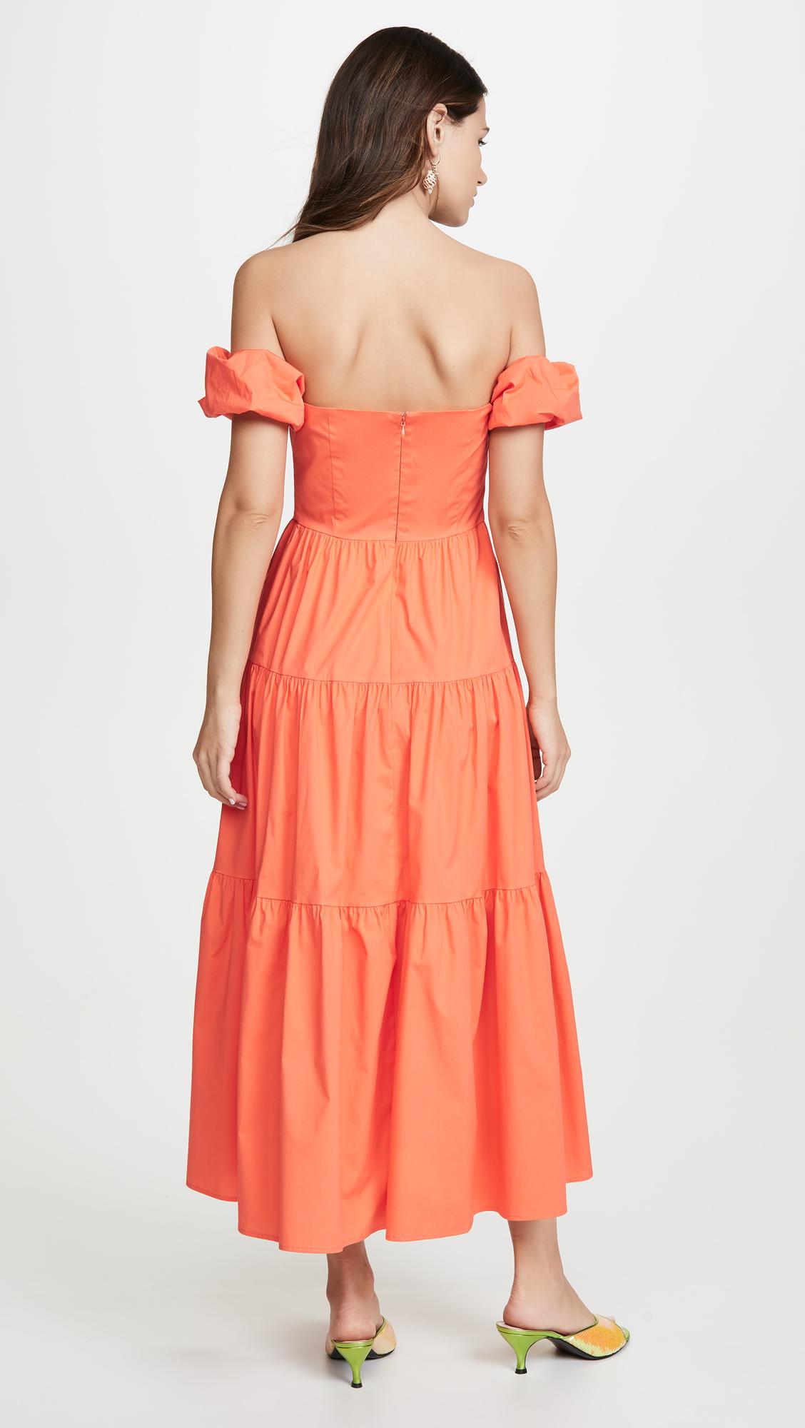 STAUD Elio Cotton Poplin Minidress in Yellow Orange Womens Dresses STAUD Dresses 