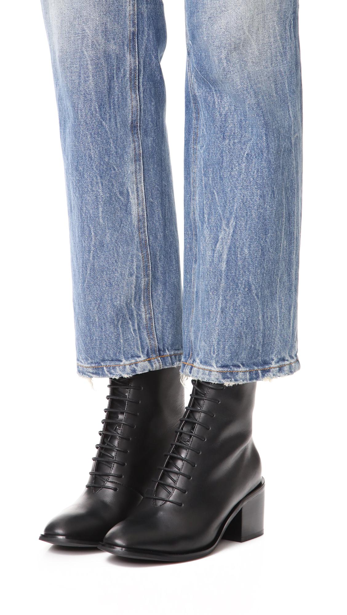 stacked heel lace up booties