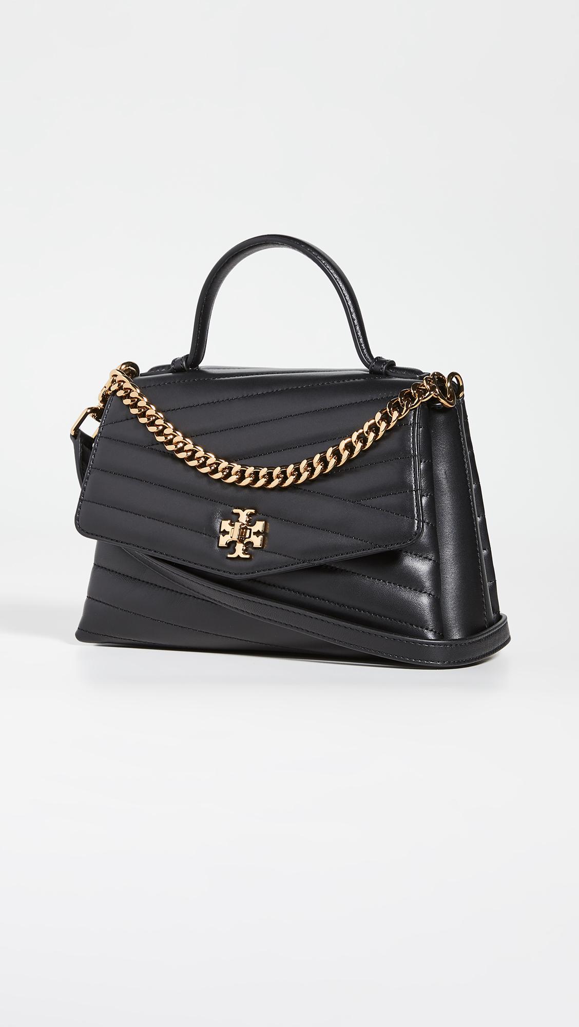 Tory Burch Leather Kira Chevron Small Top Handle Satchel in Black Lyst