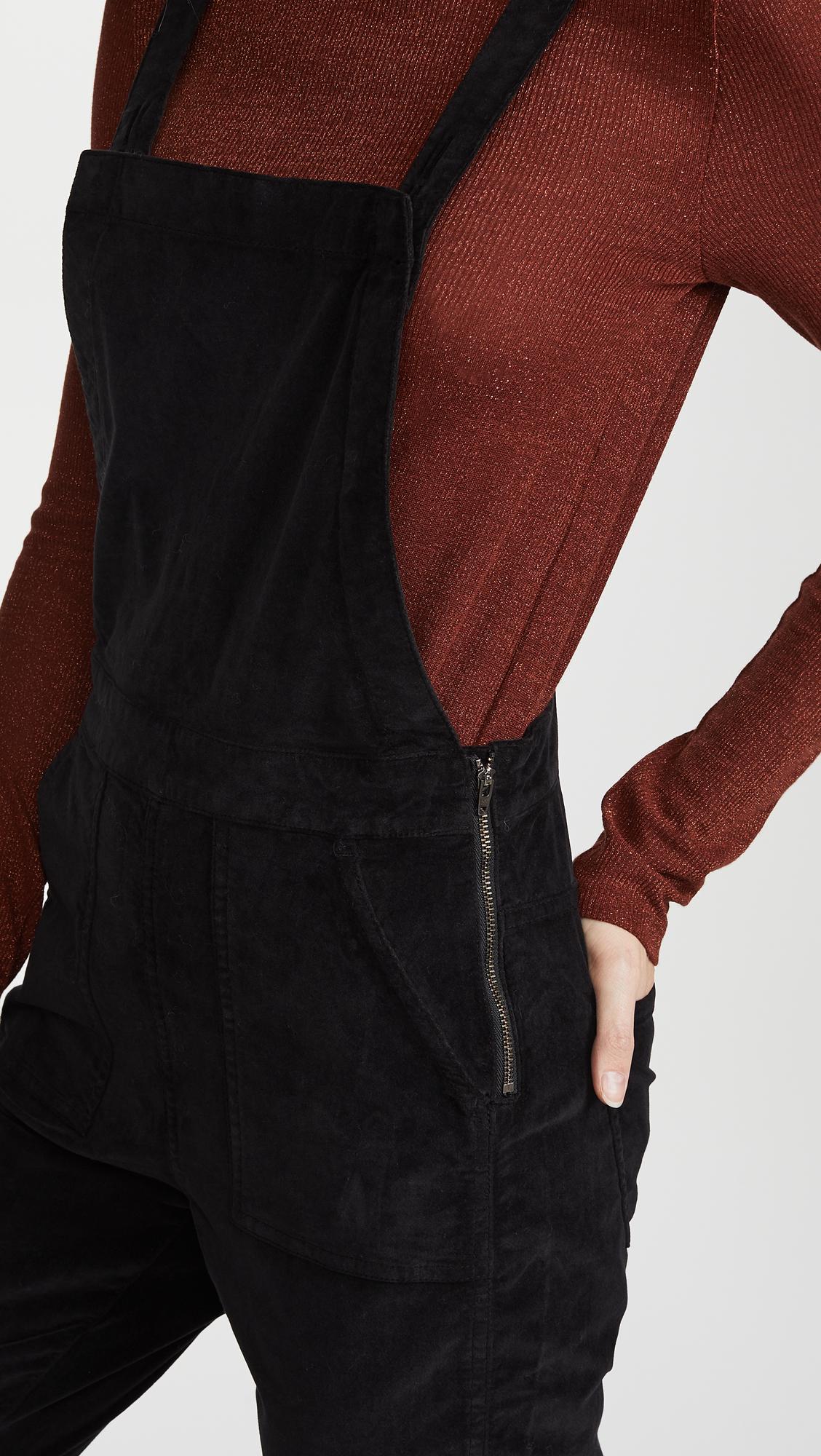 Madewell Black Velvet Skinny Overalls 