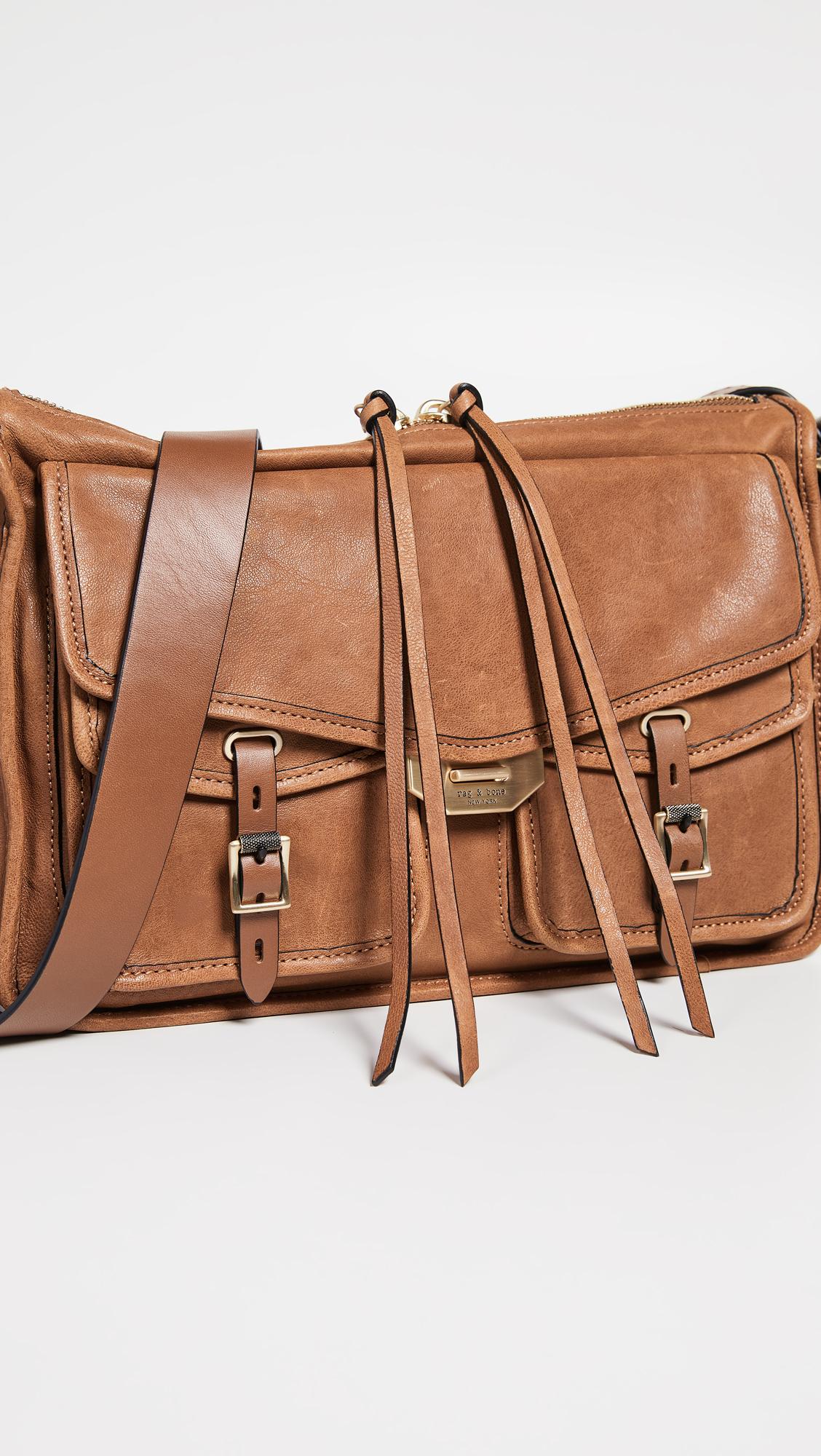 Rag & Bone Field 2.0 Lizard Embossed Suede & Leather Messenger Bag in Camel Lizard Suede