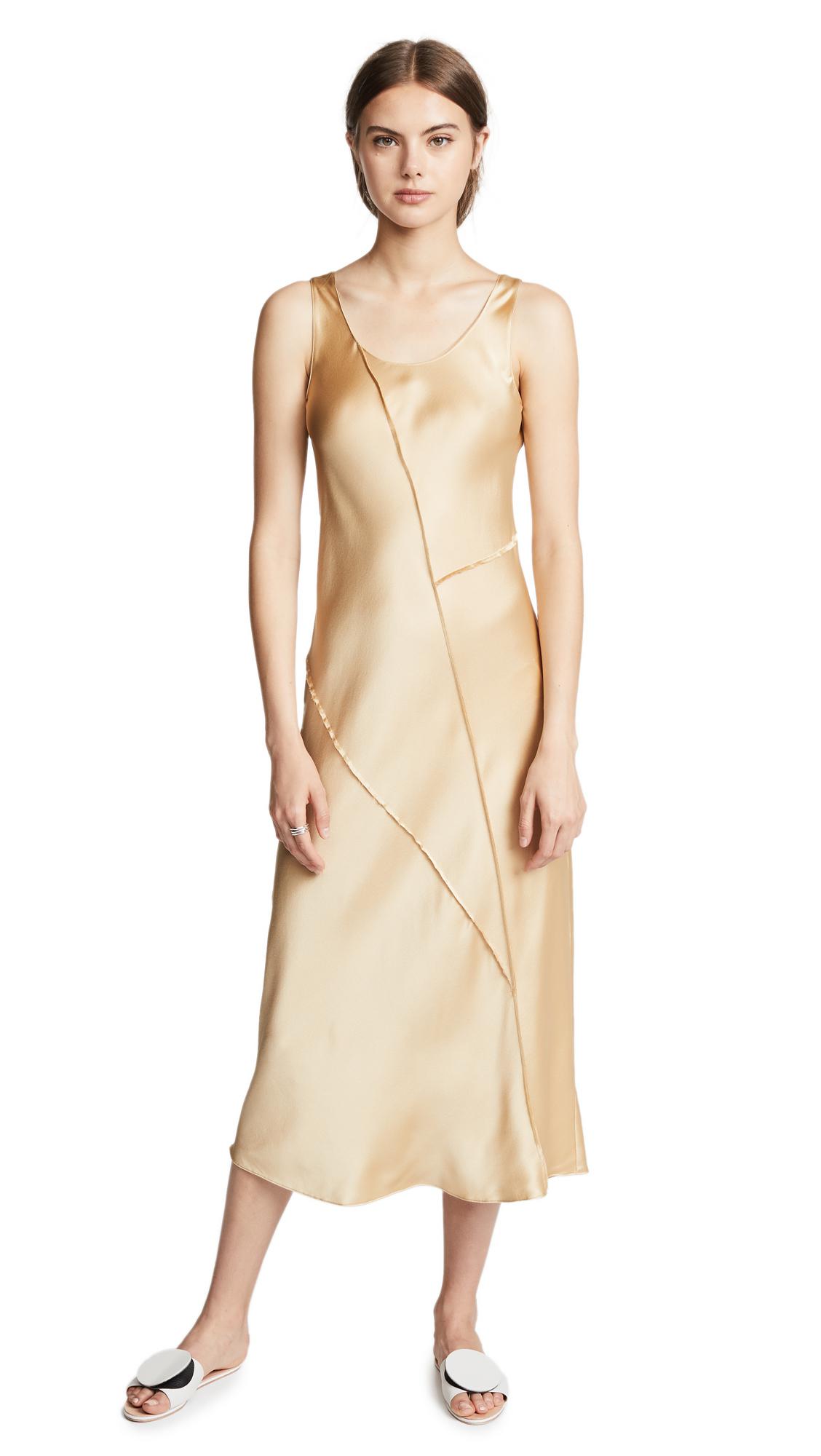 vince raw edge silk tank dress