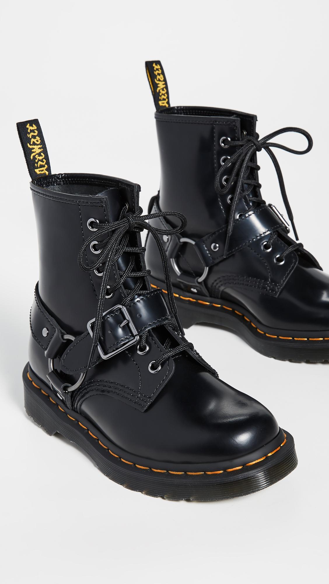 Dr. Martens Leather 1460 Harness Boots in Black | Lyst