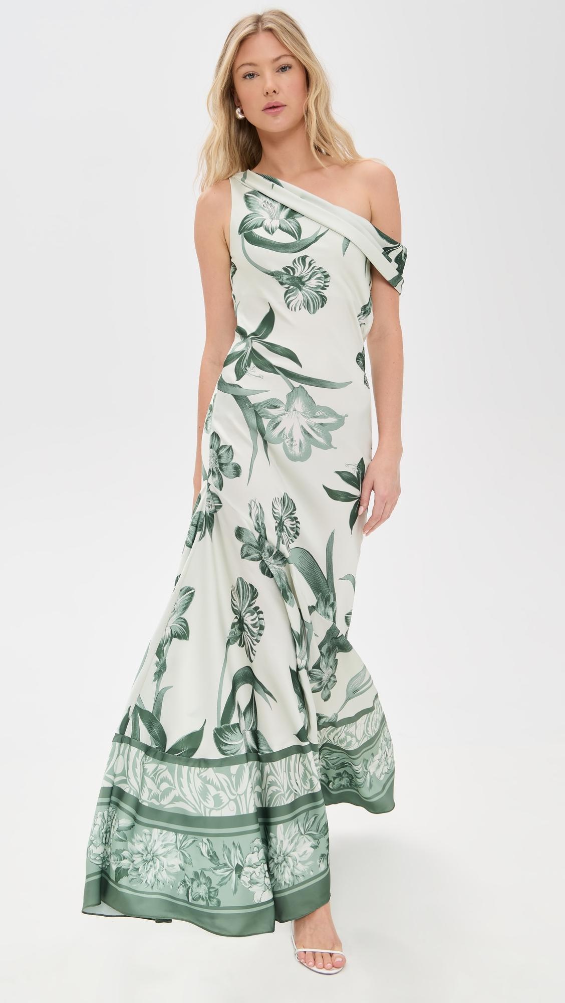 rococo sand one shoulder maxi dress Cain One Shoulder Dress