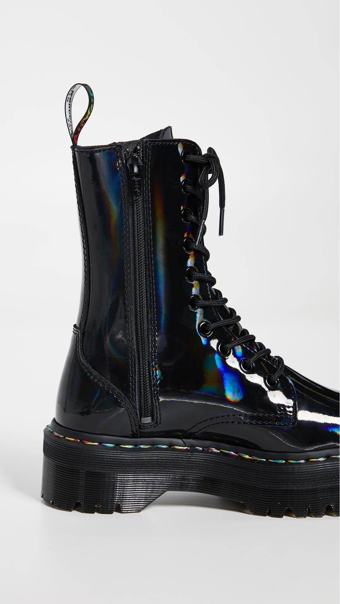Dr Martens Jadon Boots In Black Patent, Dr. Martens Leather Jadon Hi Rainbow Patent Boots in Black ..., Shop now and get free delivery when you spend $50.