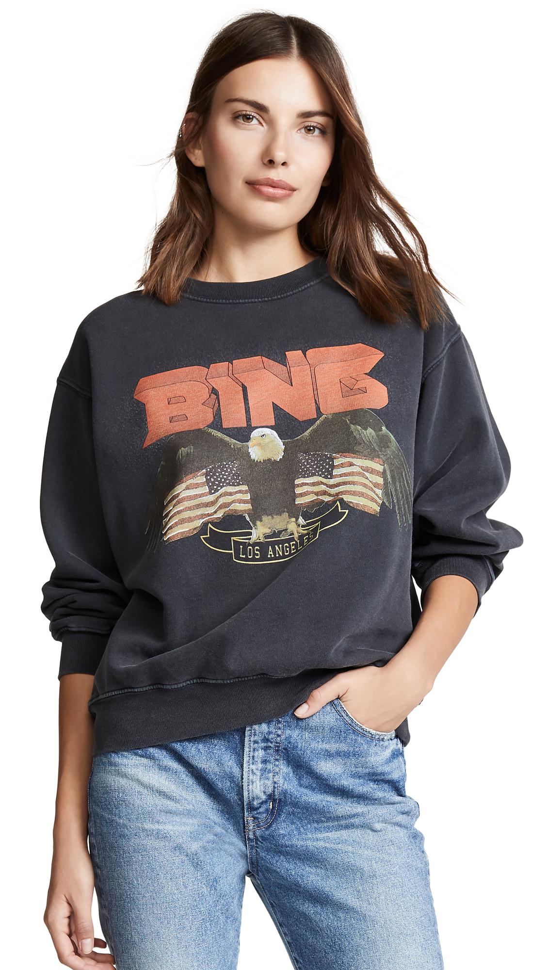 Anine Bing Cotton Vintage Eagle - Graphic Sweatshirt in Black - Save 1% ...
