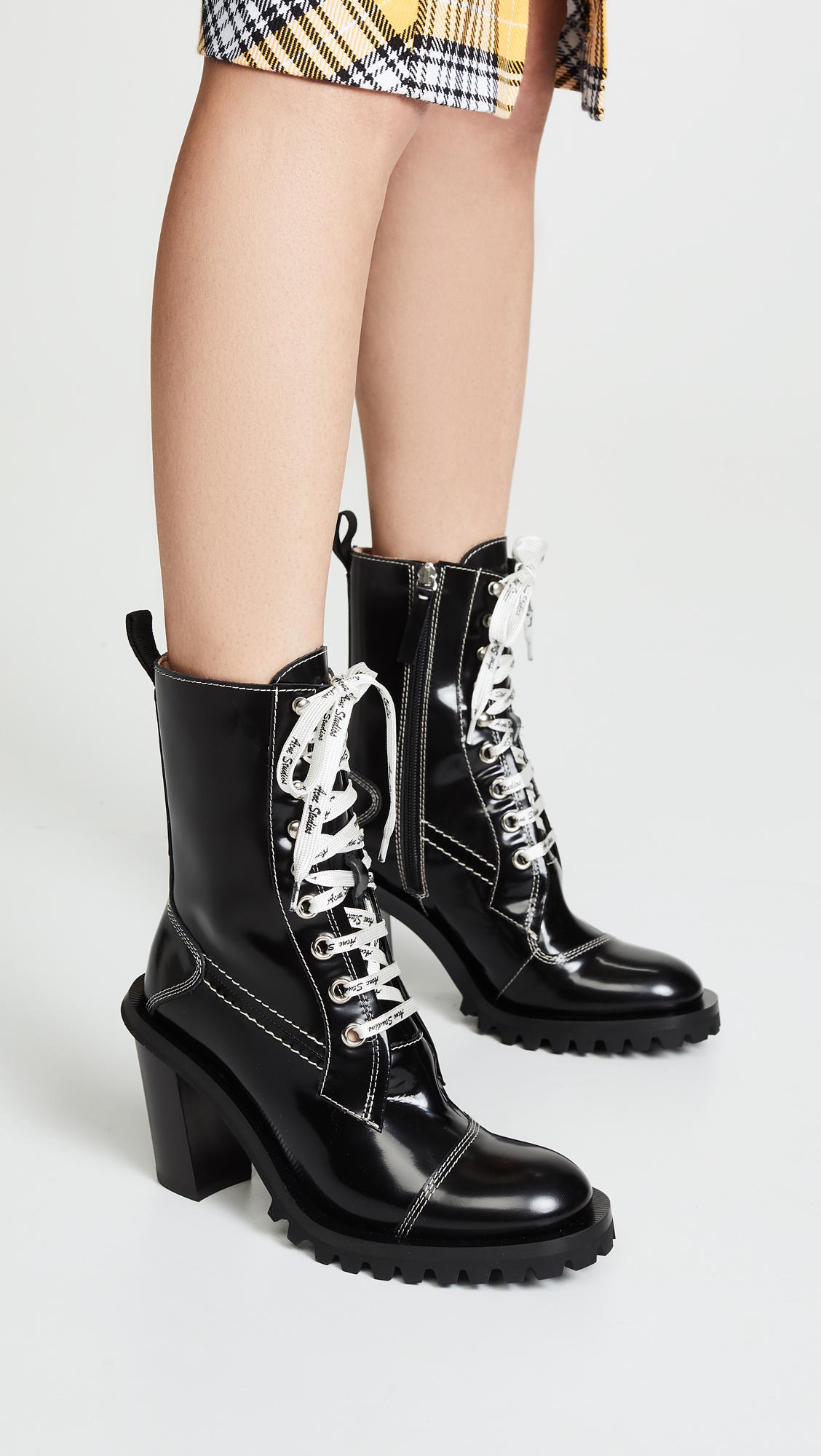 black heel combat boots