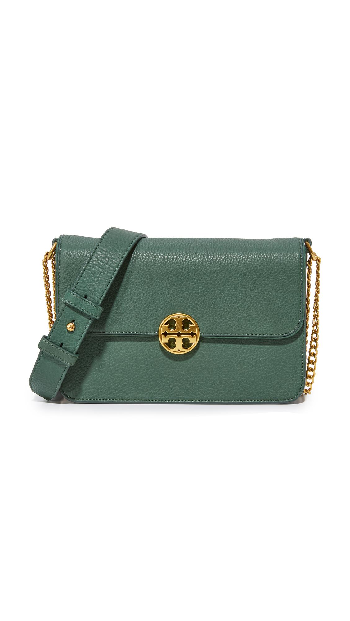 Tory Burch Chelsea Convertible Textured-Leather Shoulder Bag - Green