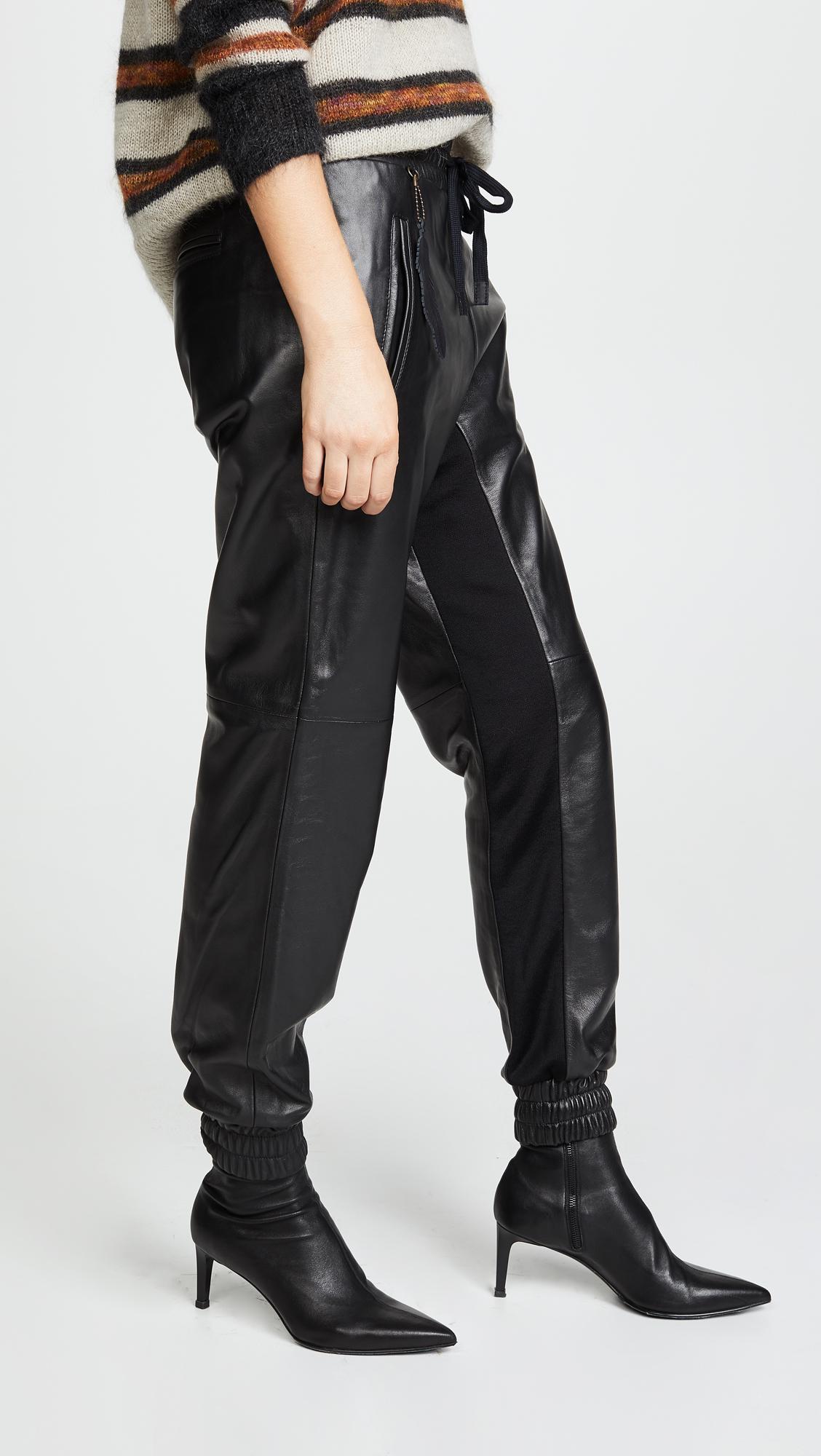 COACH Leather Track Pants in Black | Lyst