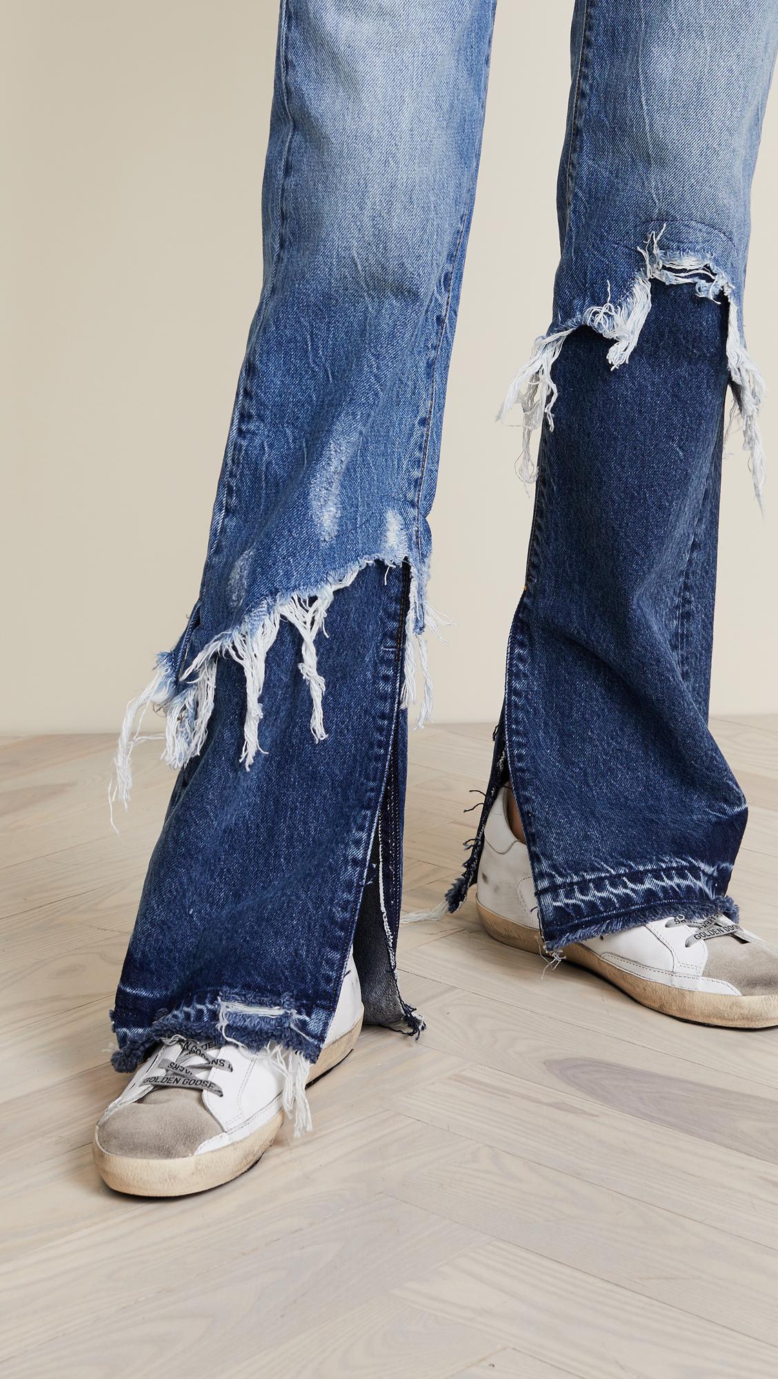 R13 Denim Vent Kick Double Shredded Jeans in Blue - Lyst