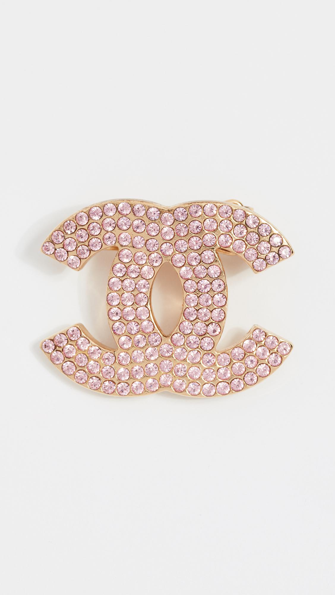 What Goes Around Comes Around Chanel Crystal Cc Hair Pin in Pink