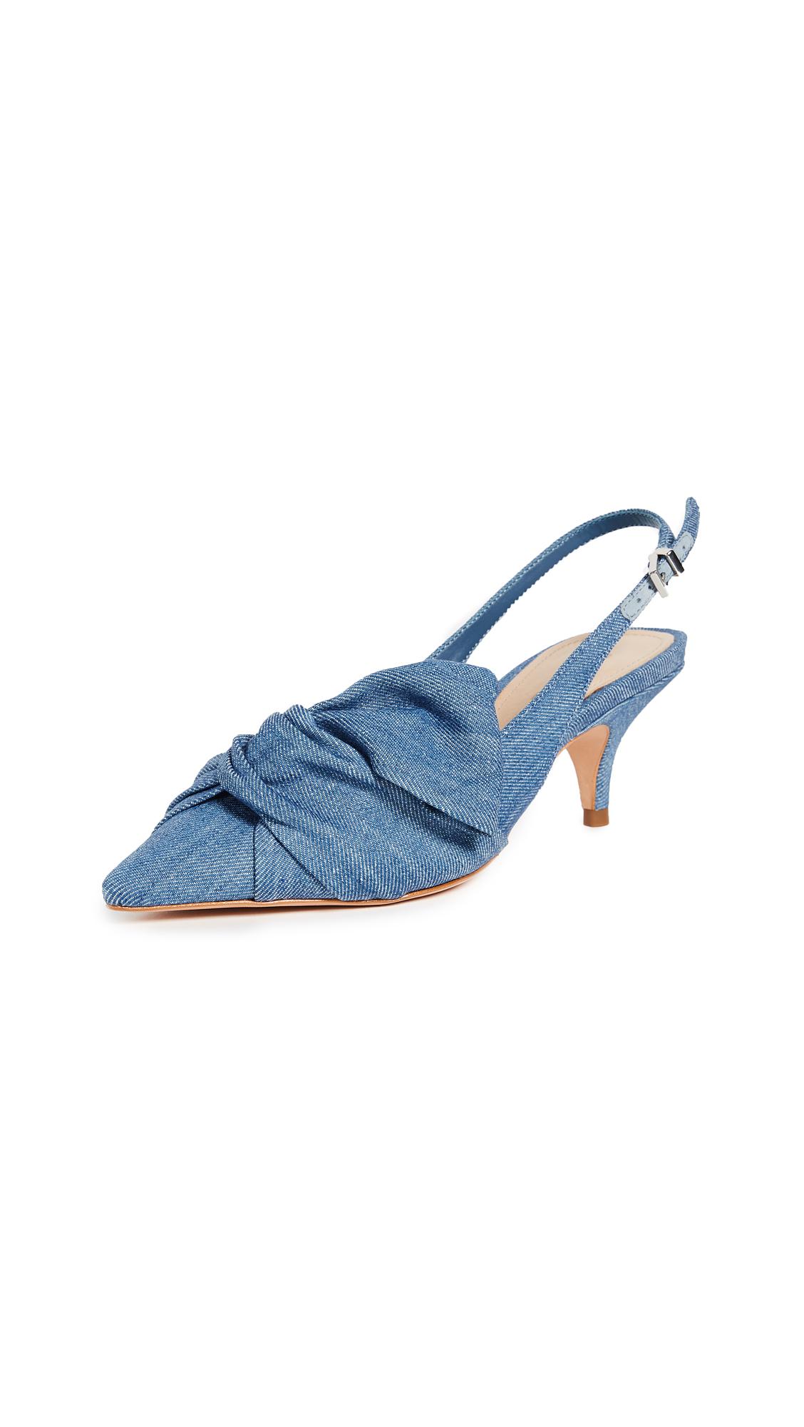 denim kitten heels