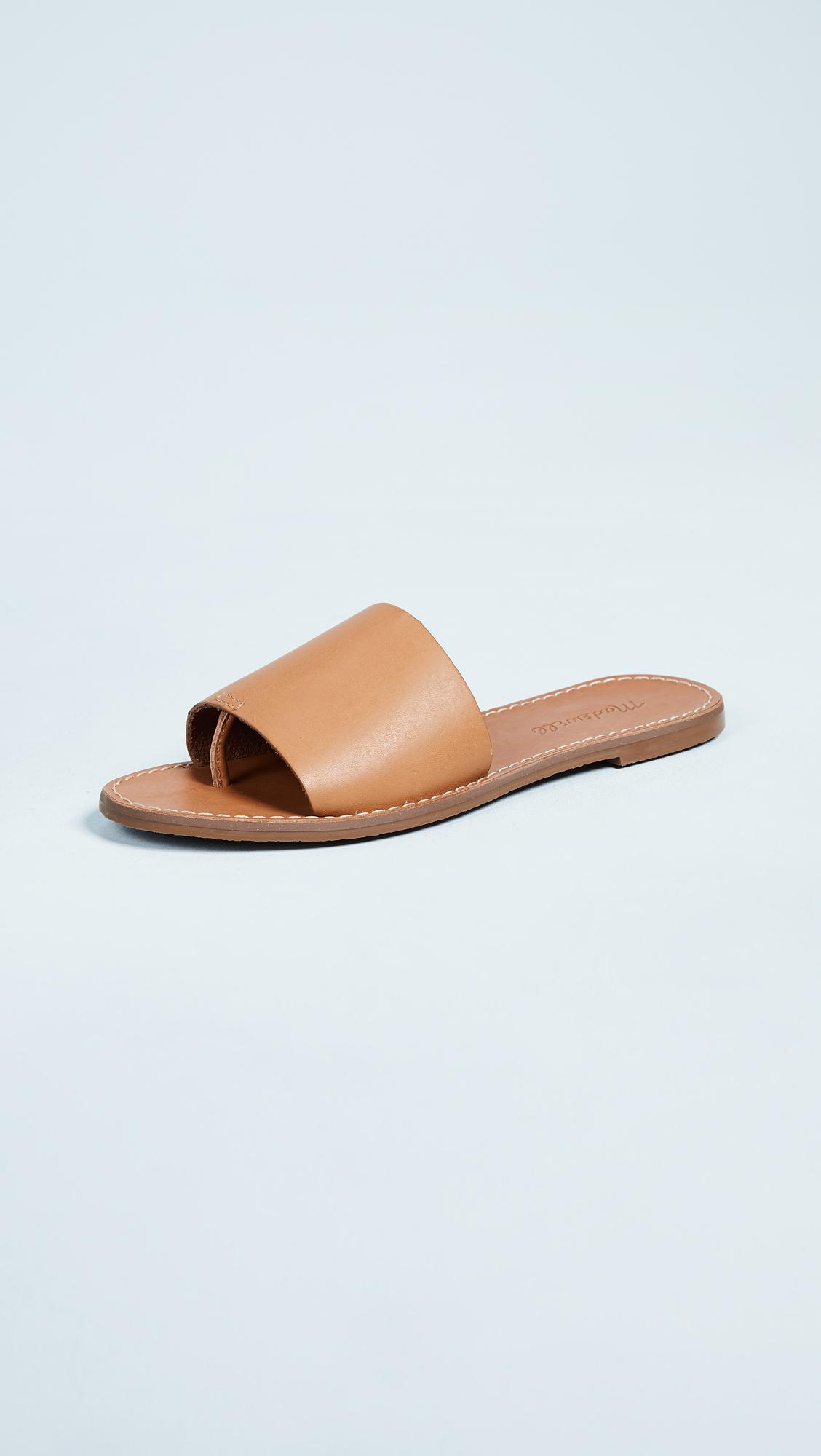 Madewell Leather The Boardwalk Post Slide Sandals in Desert Camel ...