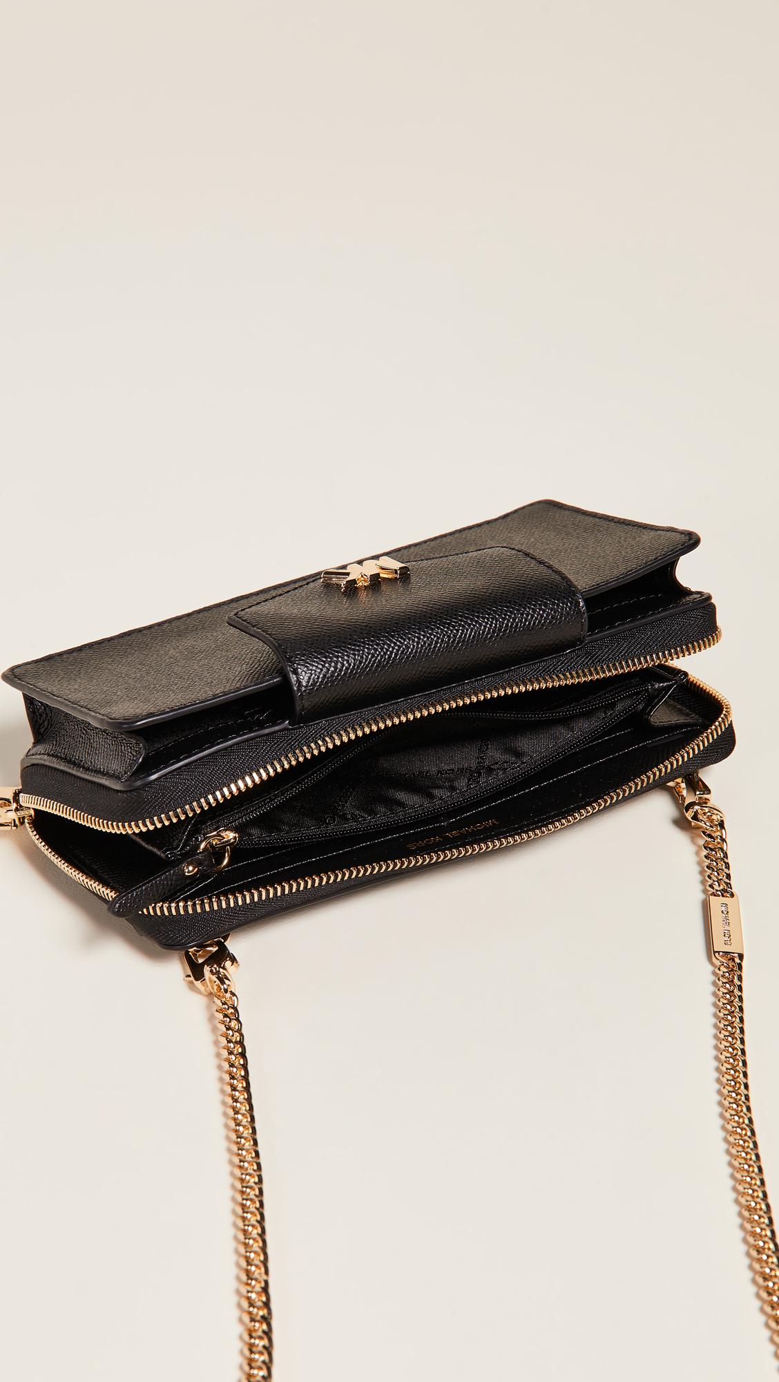 MICHAEL Michael Kors Leather Small Convertible Phone Crossbody Bag in Black - Lyst
