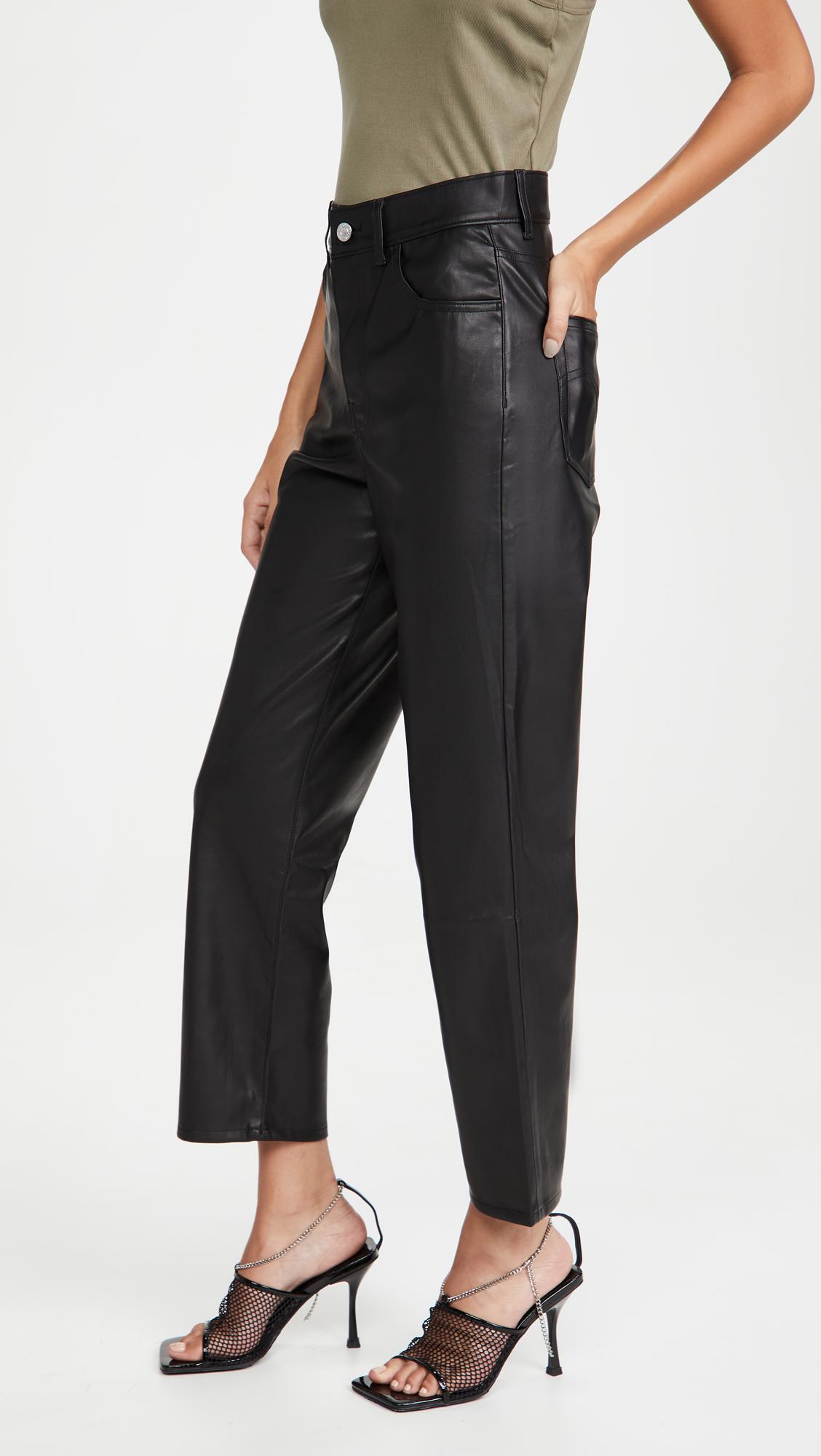 Faux Leather Rib Cage Straight Pants 