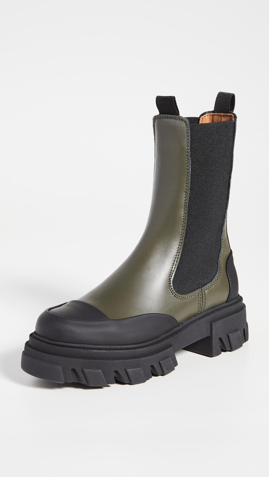 termometer Squeak blur Ganni Leather Mid Chelsea Boots in Black - Lyst