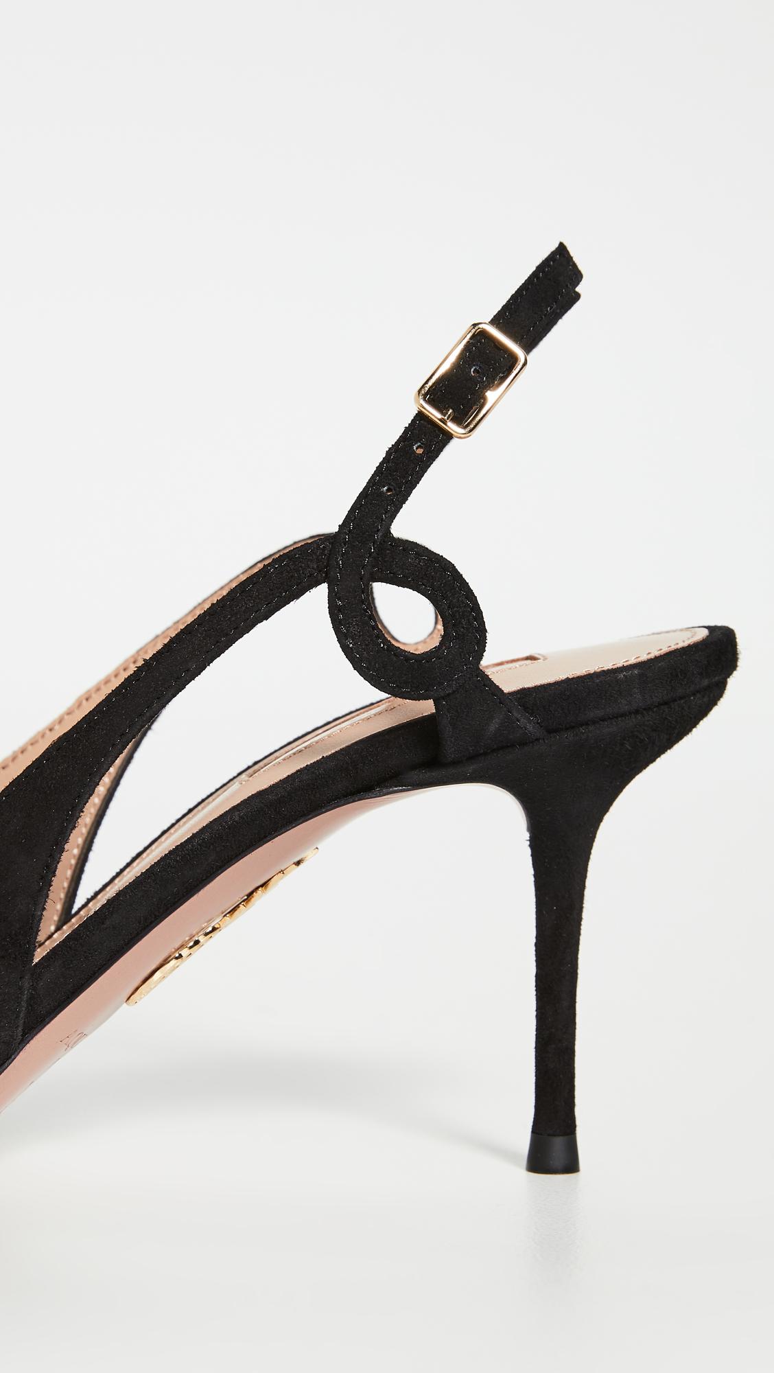 Aquazzura Serpentine Slingbacks 75mm in Black Lyst