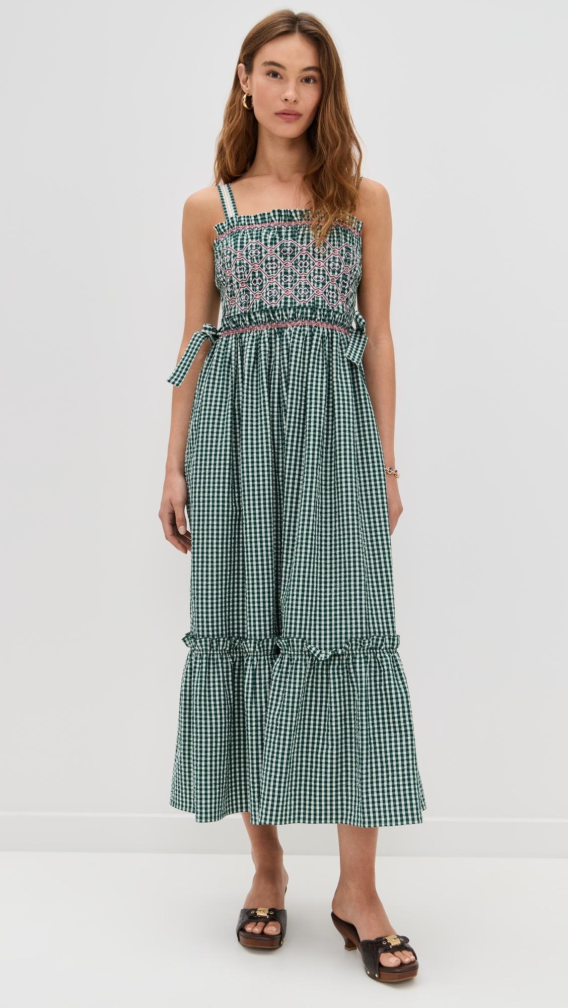 hunter bell green gingham dress Zennia Mini Gingham Dress