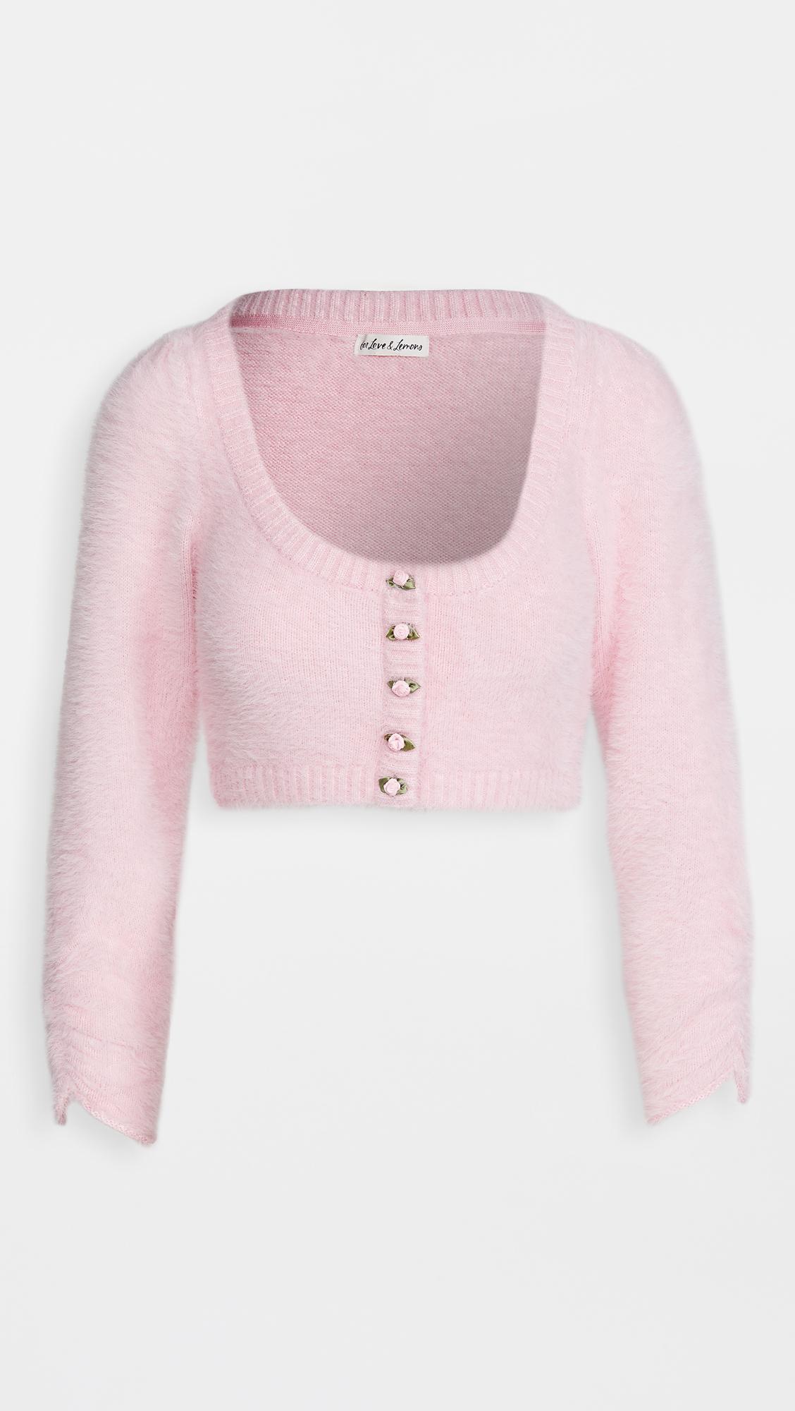 For Love & Lemons Anastasia Cropped Cardigan in Pink | Lyst