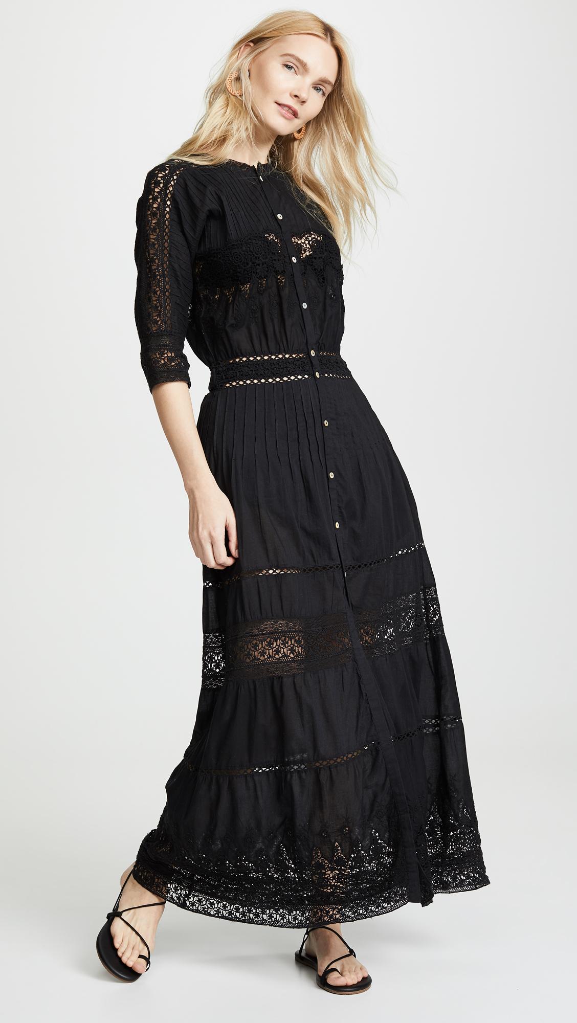 LoveShackFancy Beth Dress in Black - Lyst