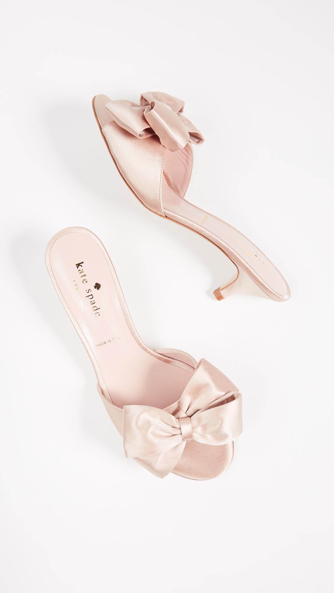 Kate Spade Plaza Kitten Heel Bow Sandals in Pink | Lyst