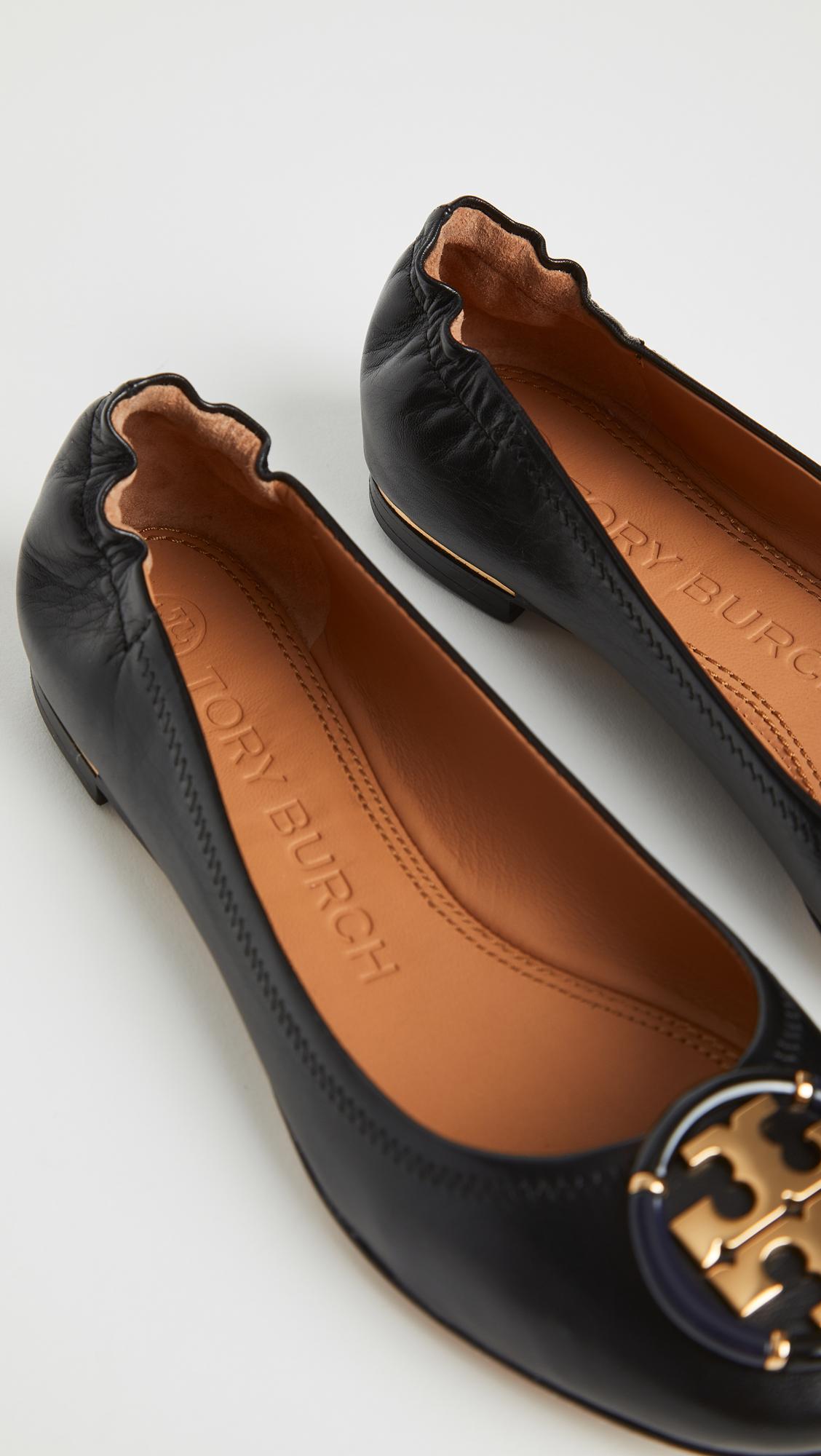 Tory Burch Minnie Ballet With Multi Logo Flats in Black Lyst
