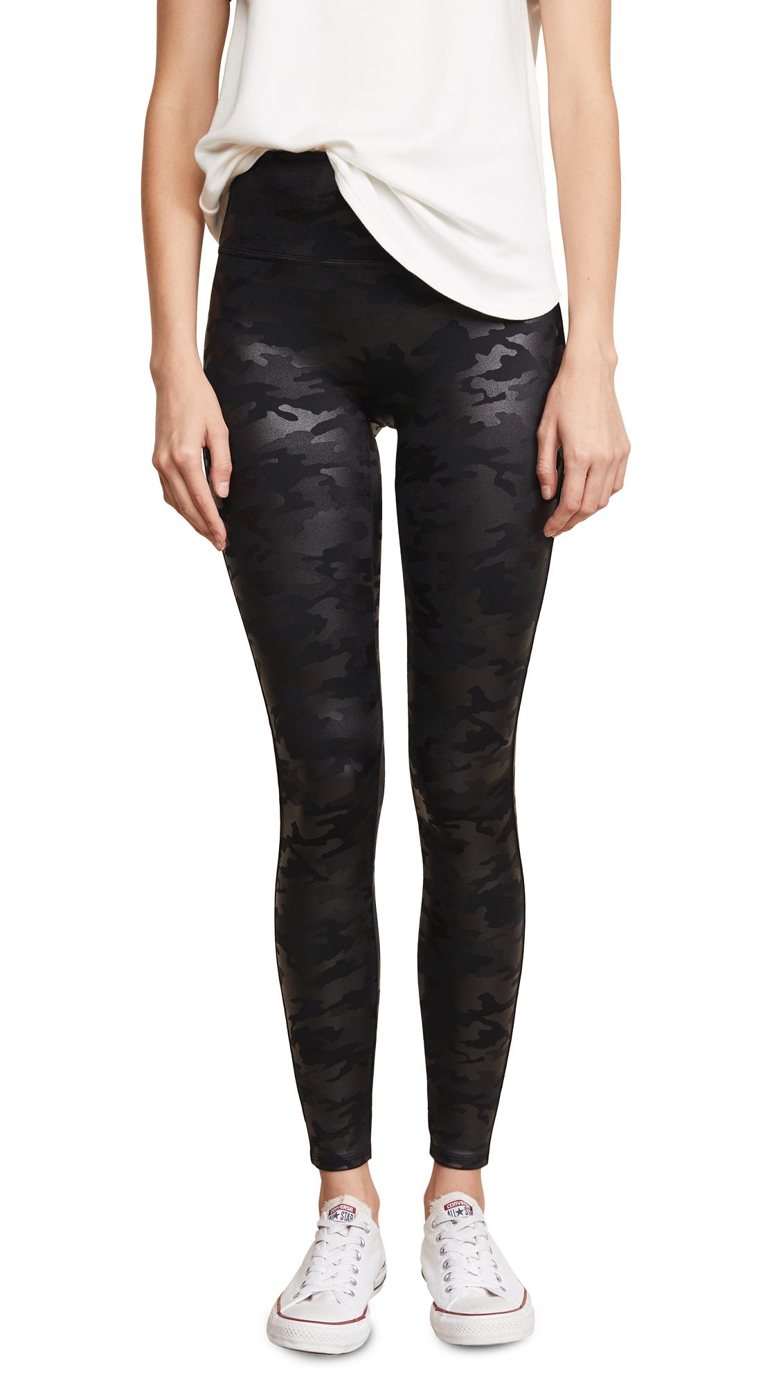 Spanx Faux Leather Camo Leggings in Black - Lyst