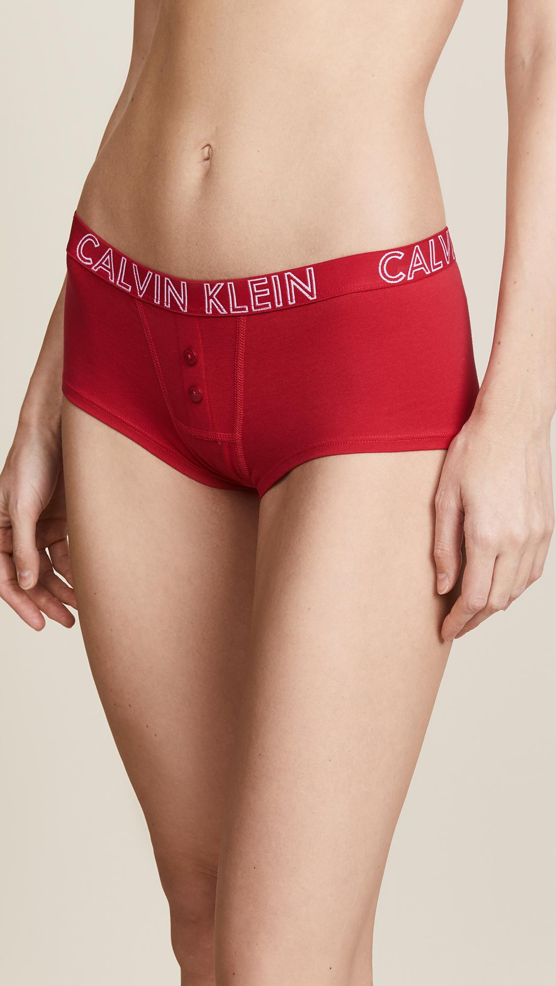 Calvin Klein Ultimate Cotton Boy Shorts in Red