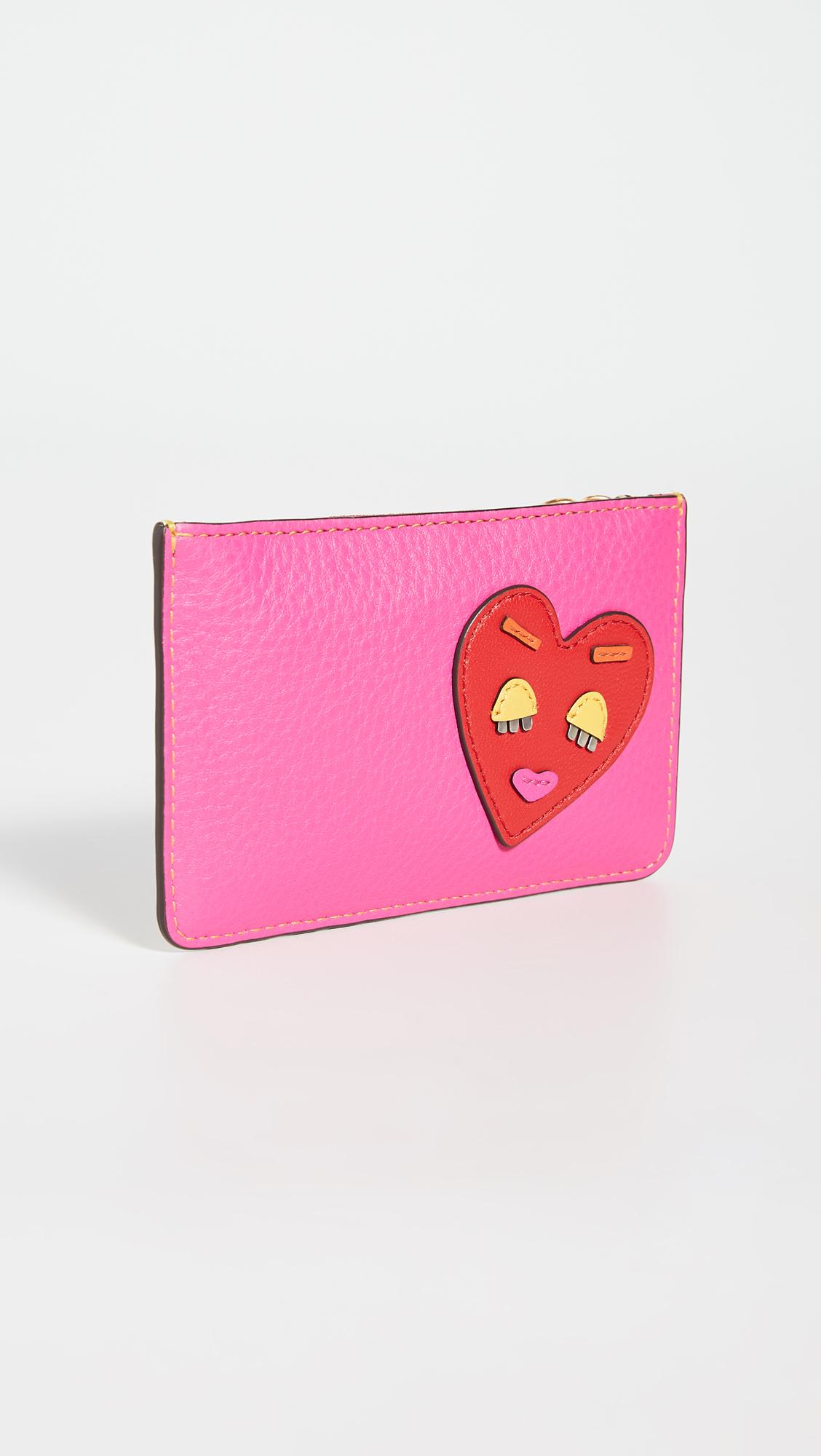 Tory Burch Perry Patchwork Hearts Leather Zip Card Case in Pink | Lyst