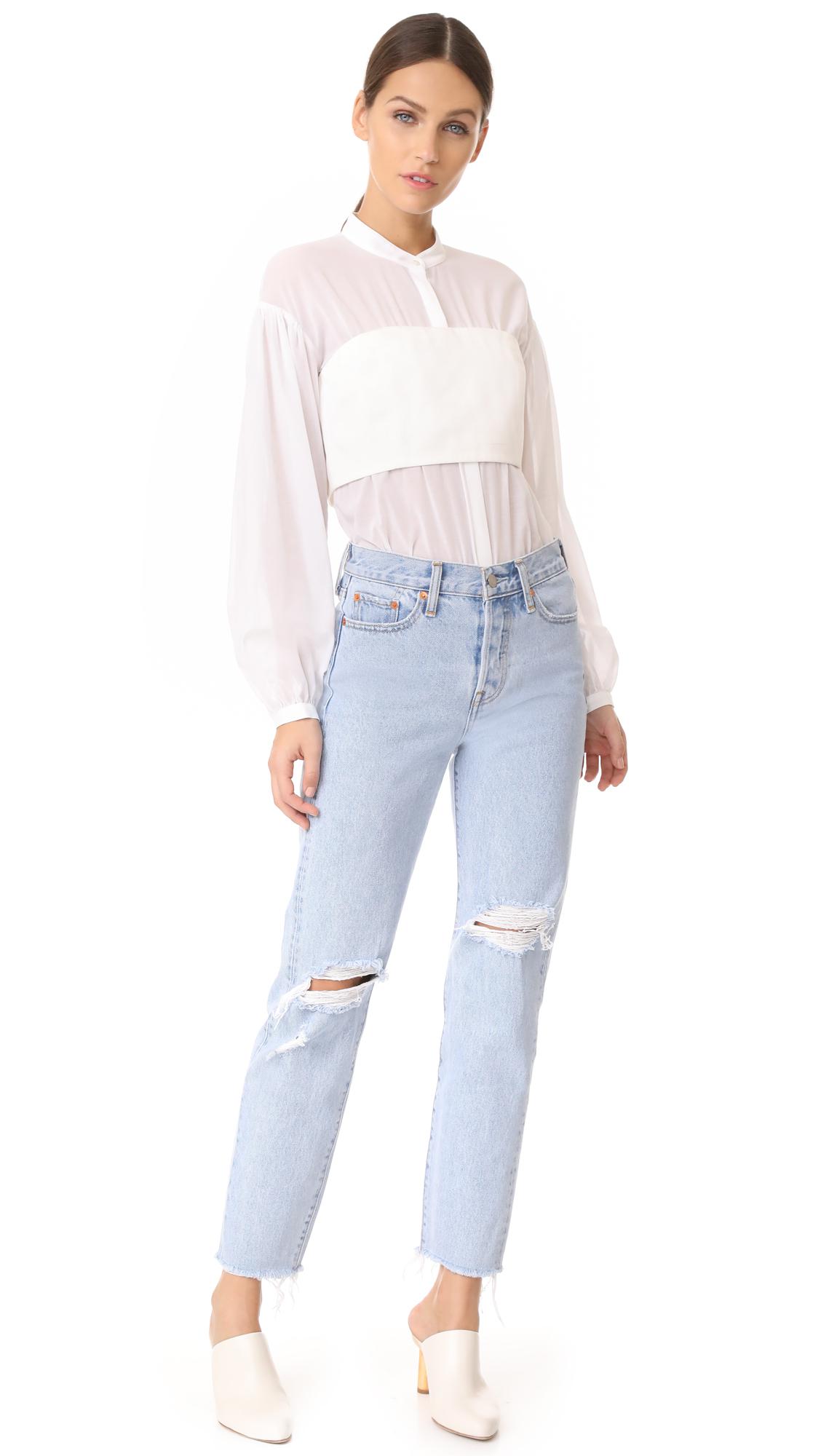 Lyst - 3.1 Phillip Lim Long Sleeve Corset Top in White