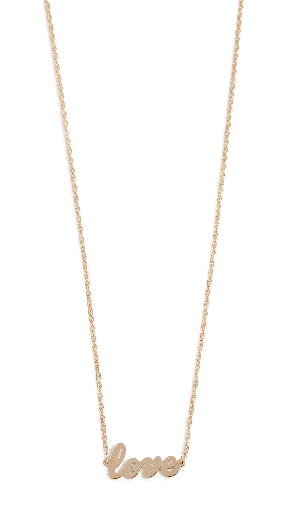 Jennifer Zeuner Cursive Love Necklace in Gold (Metallic) - Lyst