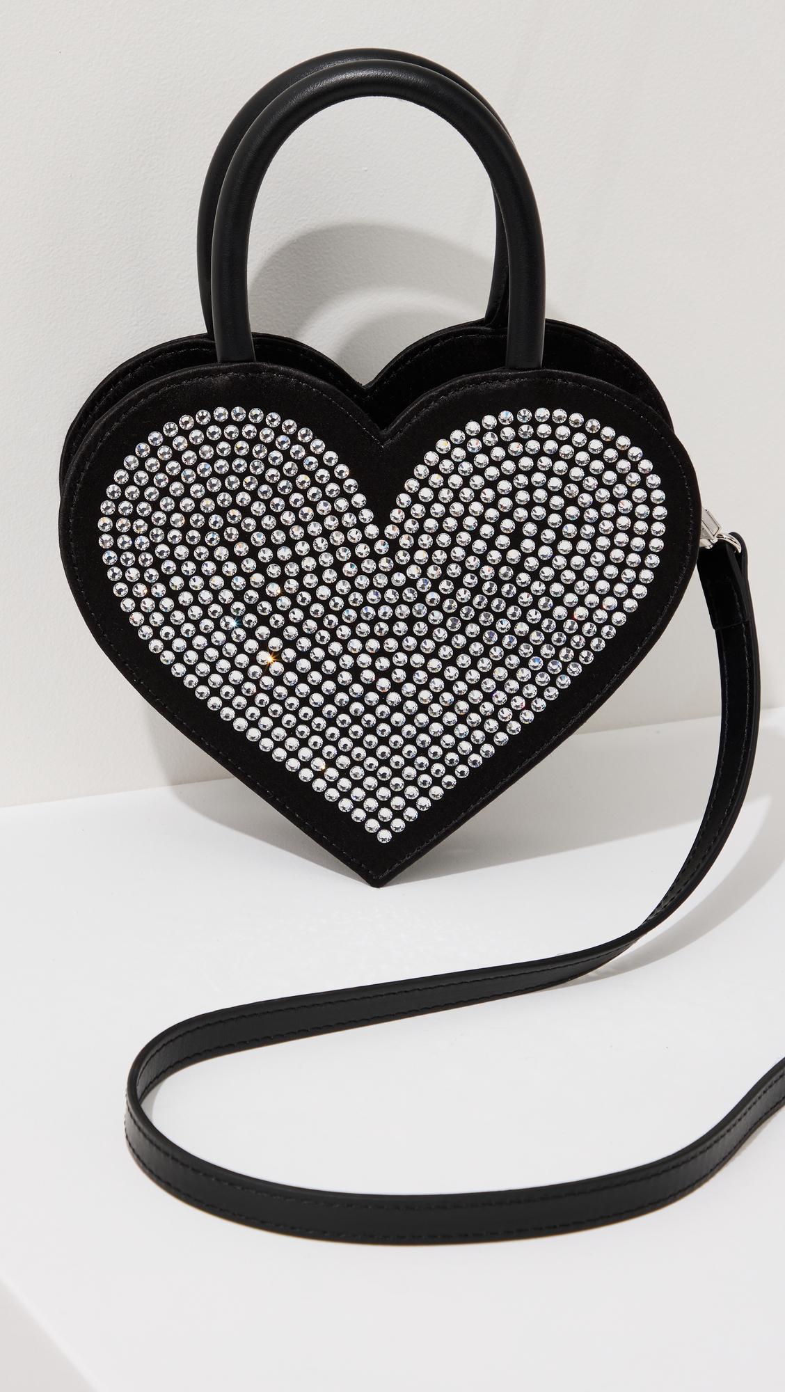 Mach & Mach Heart Shape Crystalized Bag in Black | Lyst