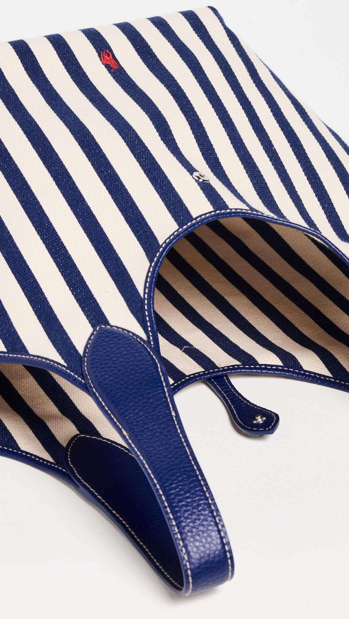 【Polo Ralph Lauren】Stripe Polo Canvas Medium Tote Ink and White Stripe Polo Medium Canvas Tote | Polo Ralph Lauren