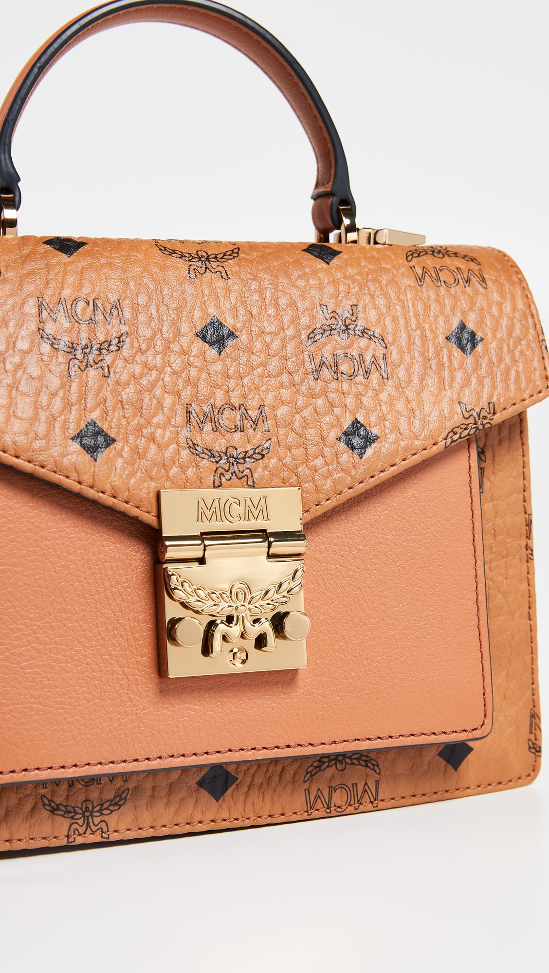 Mcm Patricia Satchel In Visetos In Beige